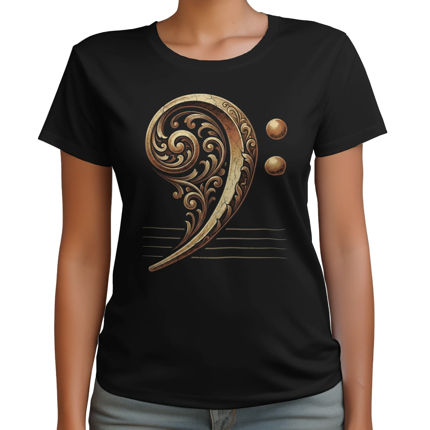 Filigree Bass Clef Gold Tee
