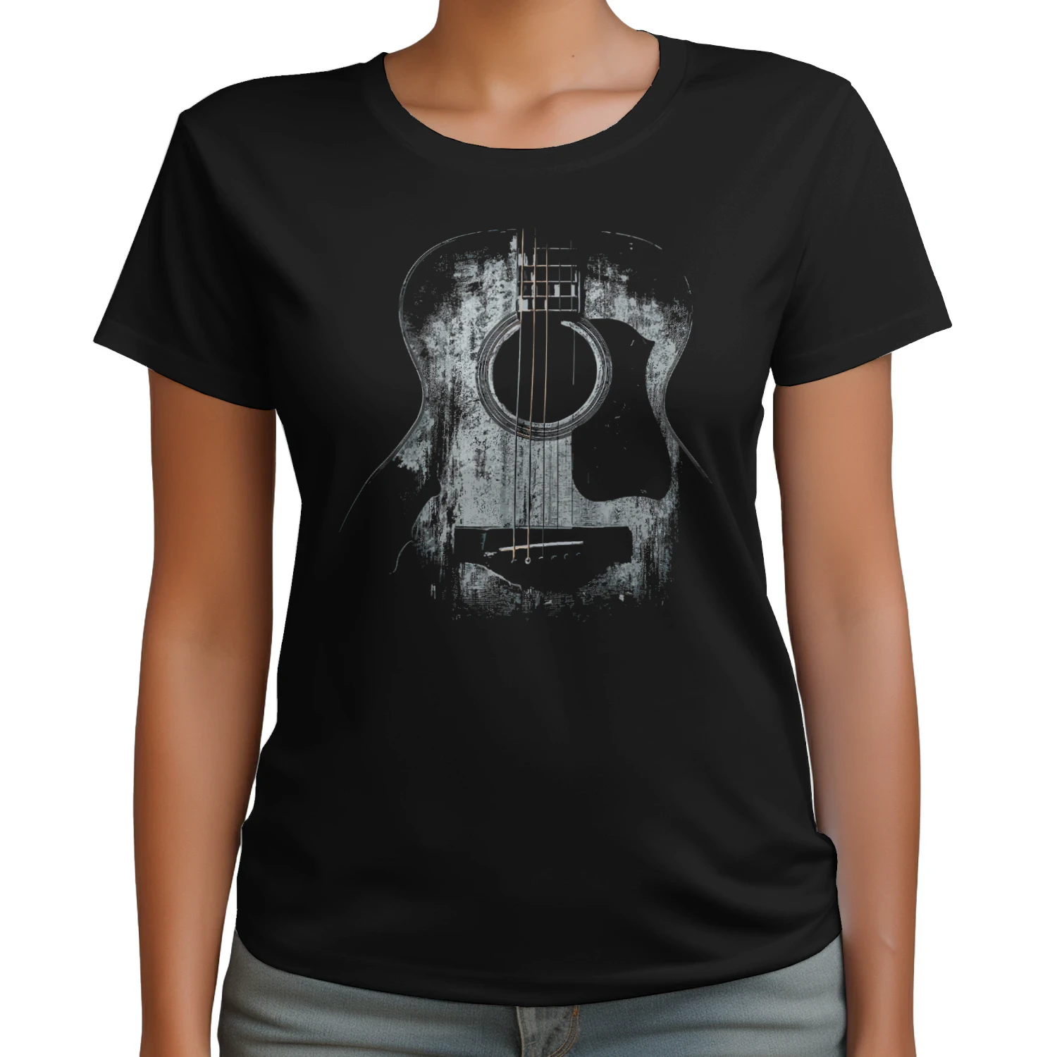 Guitar Abstract Grunge Acoustic Guitar Dark Texture T-Shirt
