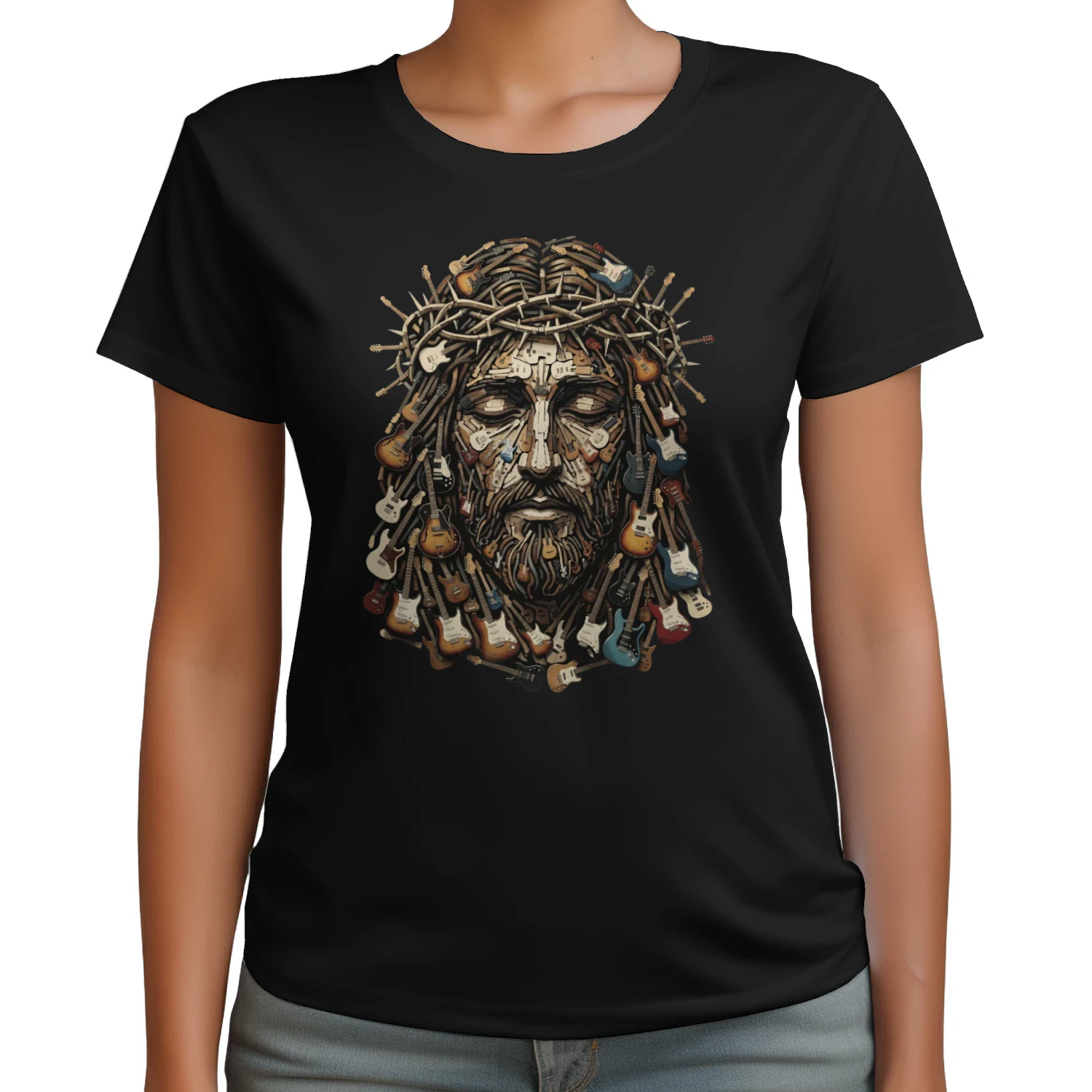 Religious Guitar Art Graphic T-Shirt