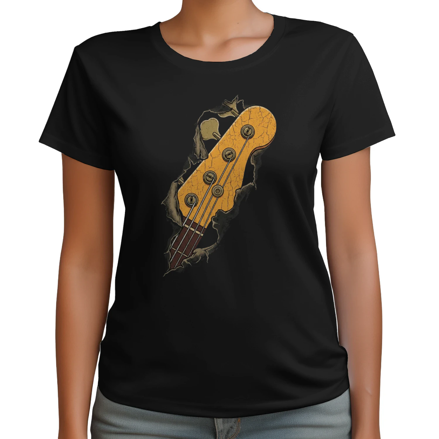 Vintage Cracked Bass Guitar Headstock Tee