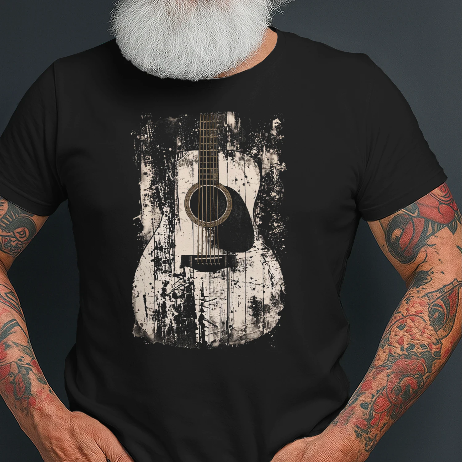 Guitar Abstract Grunge Acoustic Guitar Splatter T-Shirt