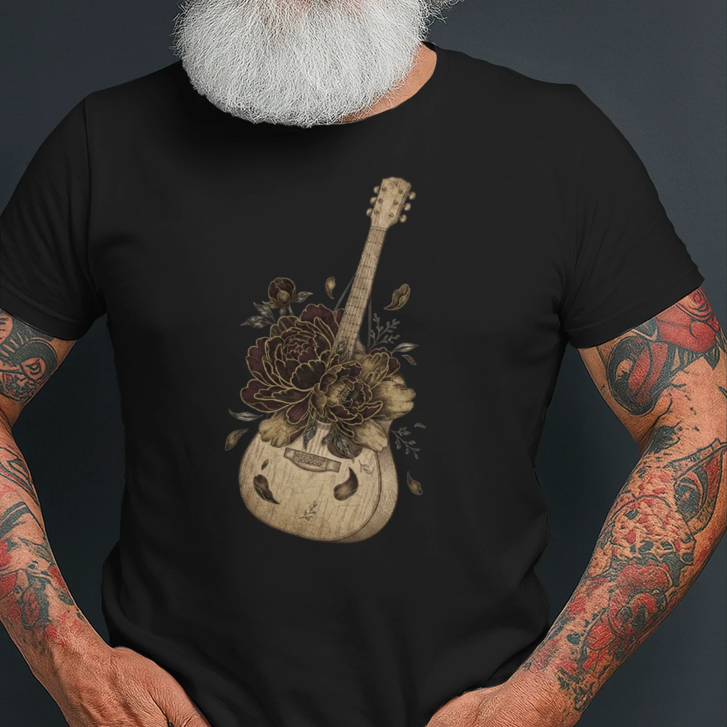 Dark Floral Guitar Melody Design