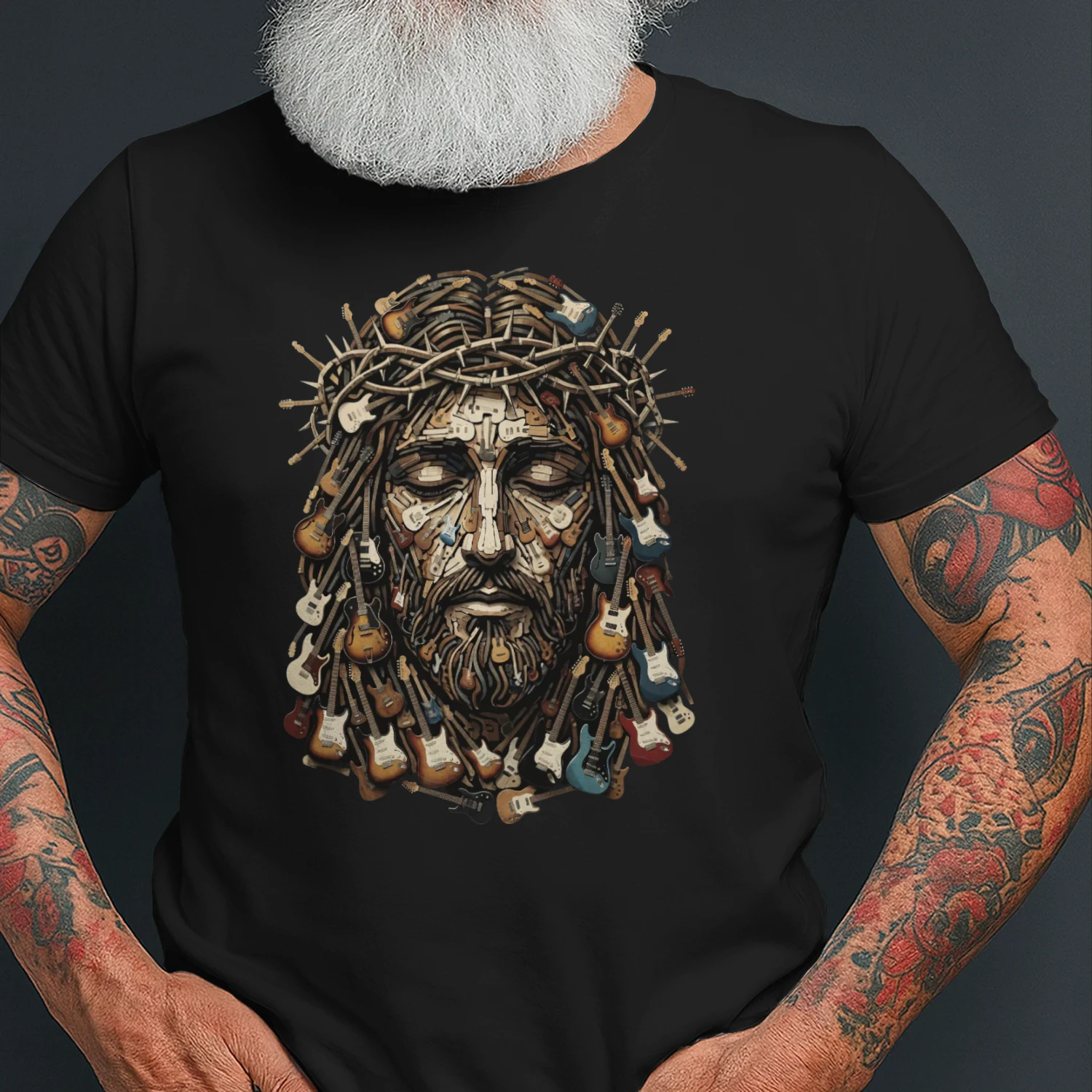 Religious Guitar Art Graphic T-Shirt