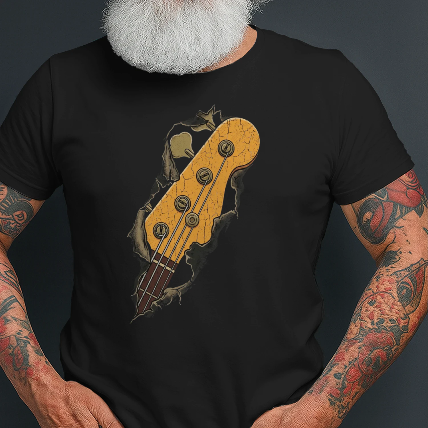 Vintage Cracked Bass Guitar Headstock Tee