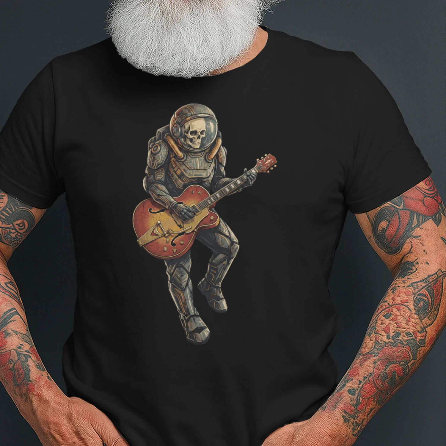 Astronaut Skull Hollowbody Guitar Art