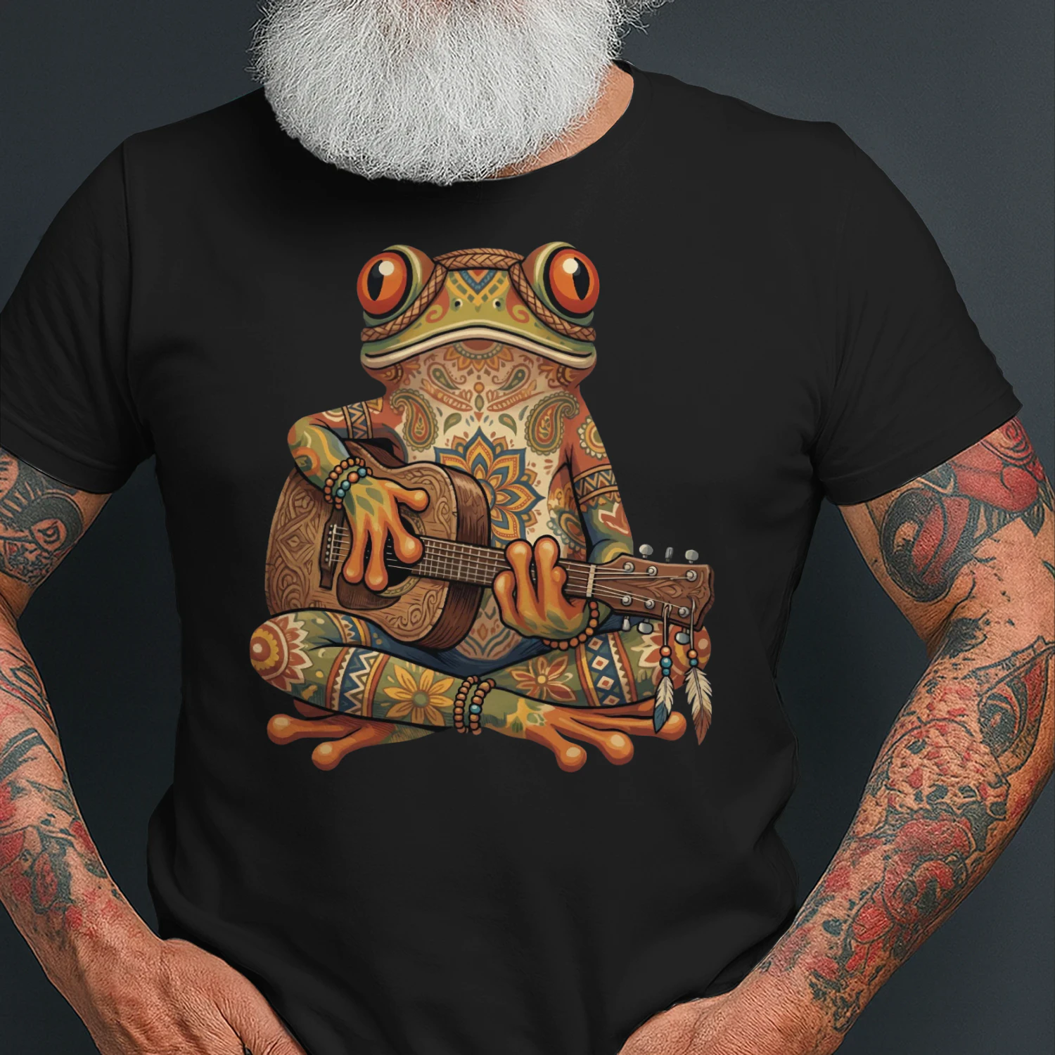 Boho Mandala Frog Guitarist