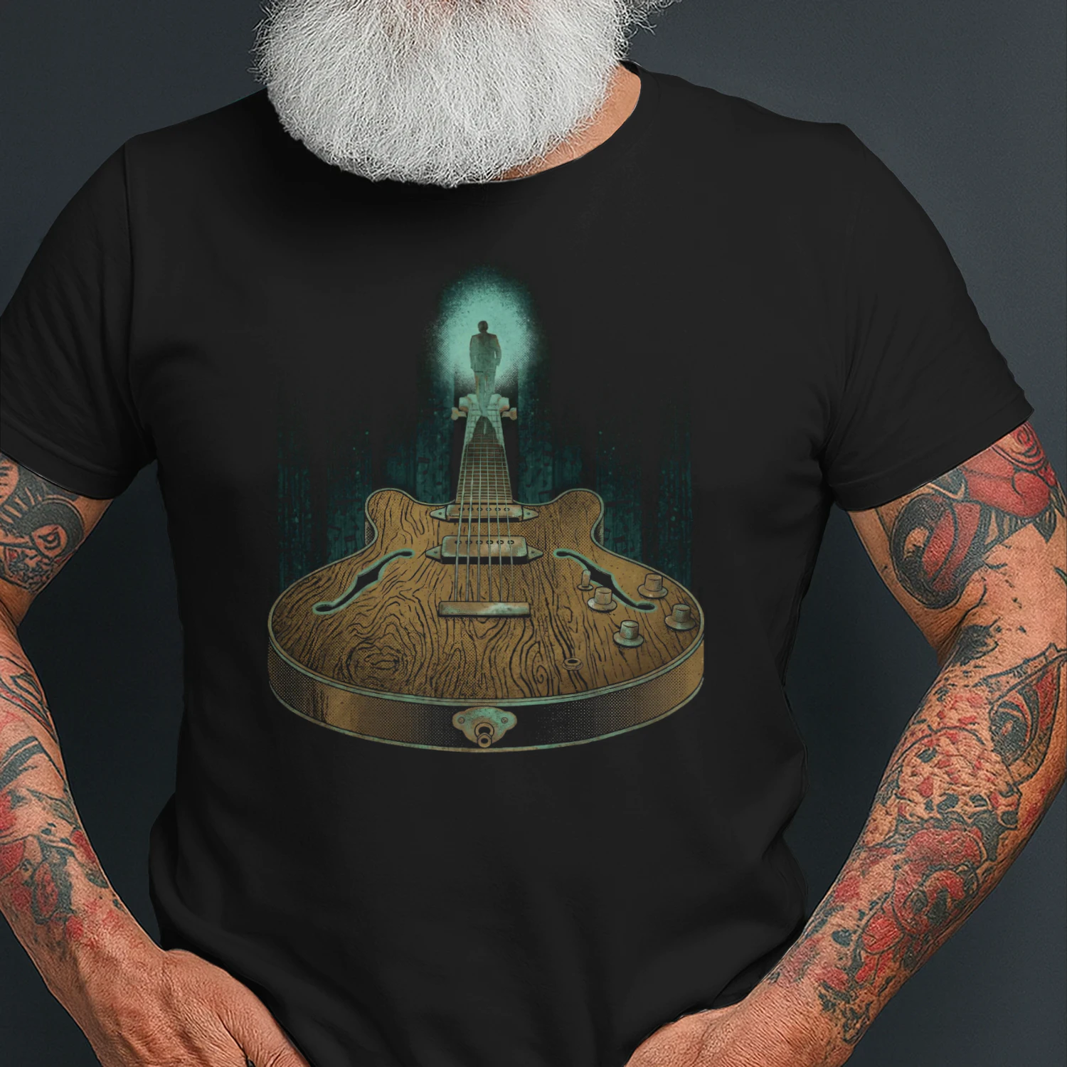 Guitar Vintage Surreal Guitar Graphic Tee - Retro Music Lover T-Shirt
