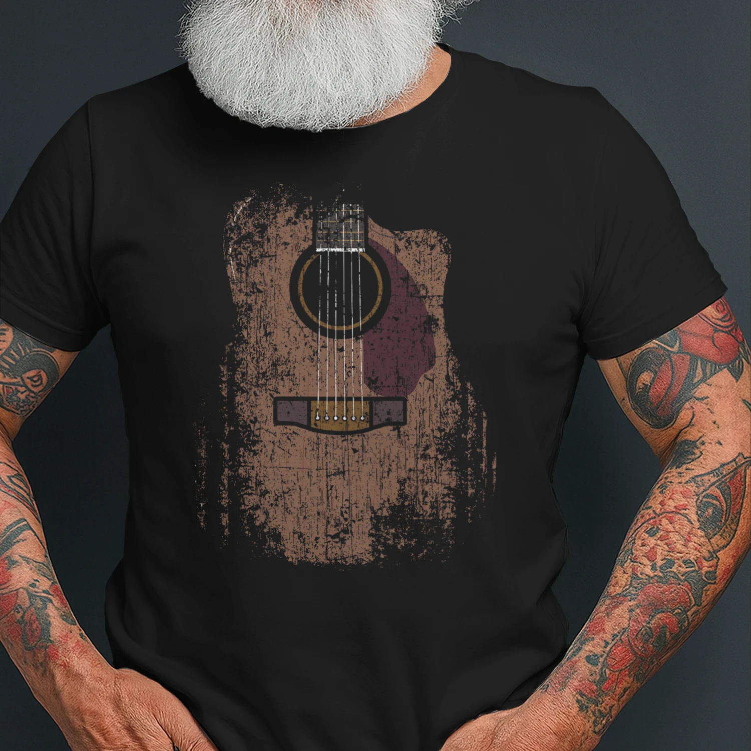 Guitar Vintage Distressed Acoustic Guitar Grunge T-Shirt