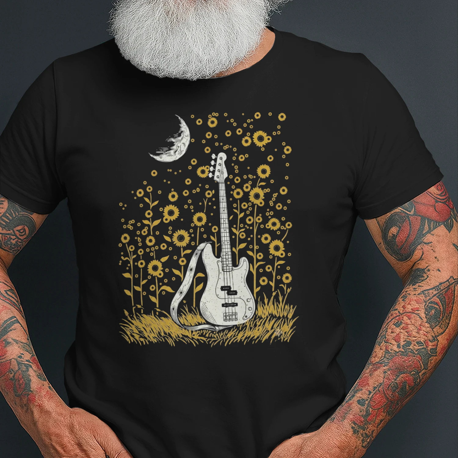 Romantic Moonlit Bass Player T-Shirt