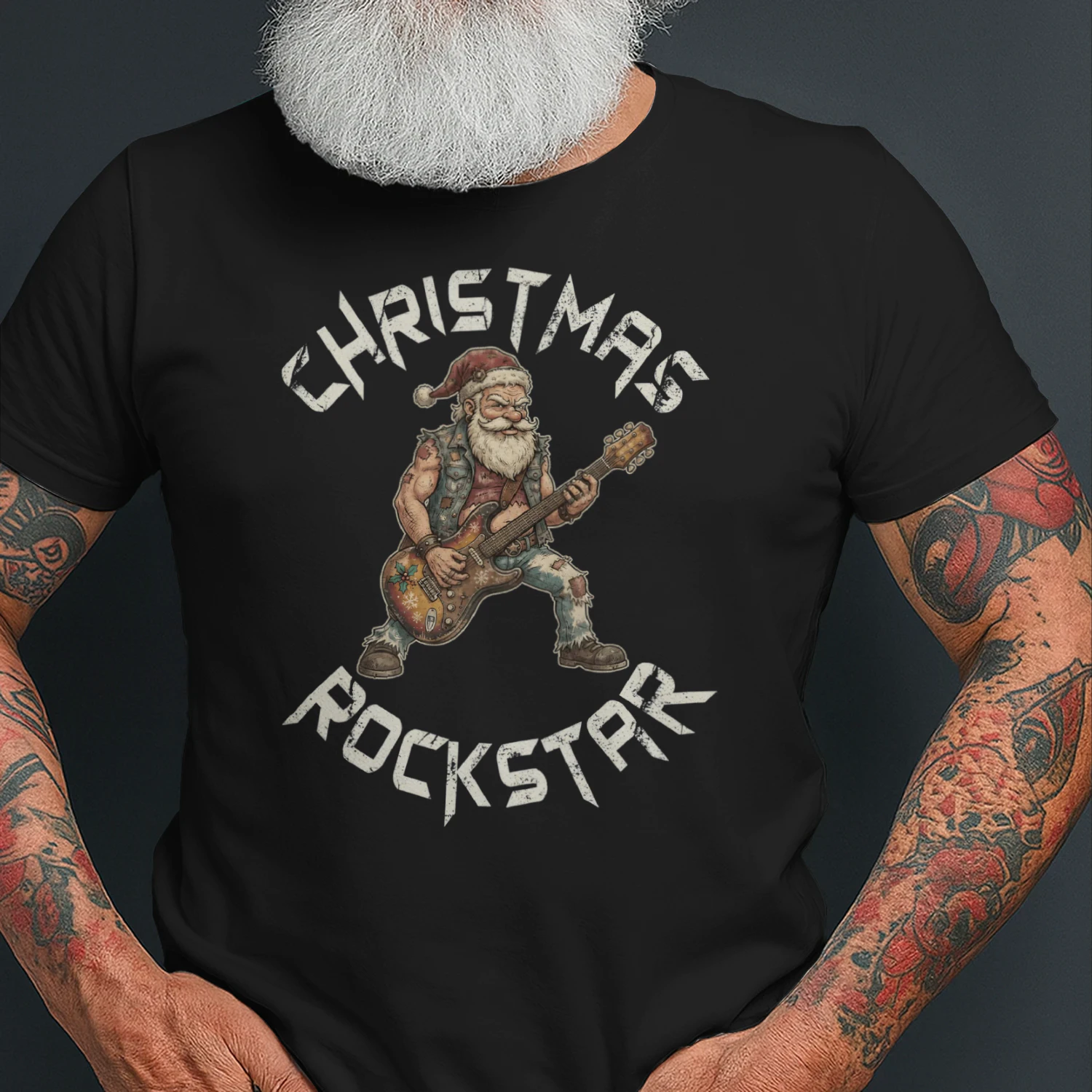 Christmas Guitar Rockstar Santa