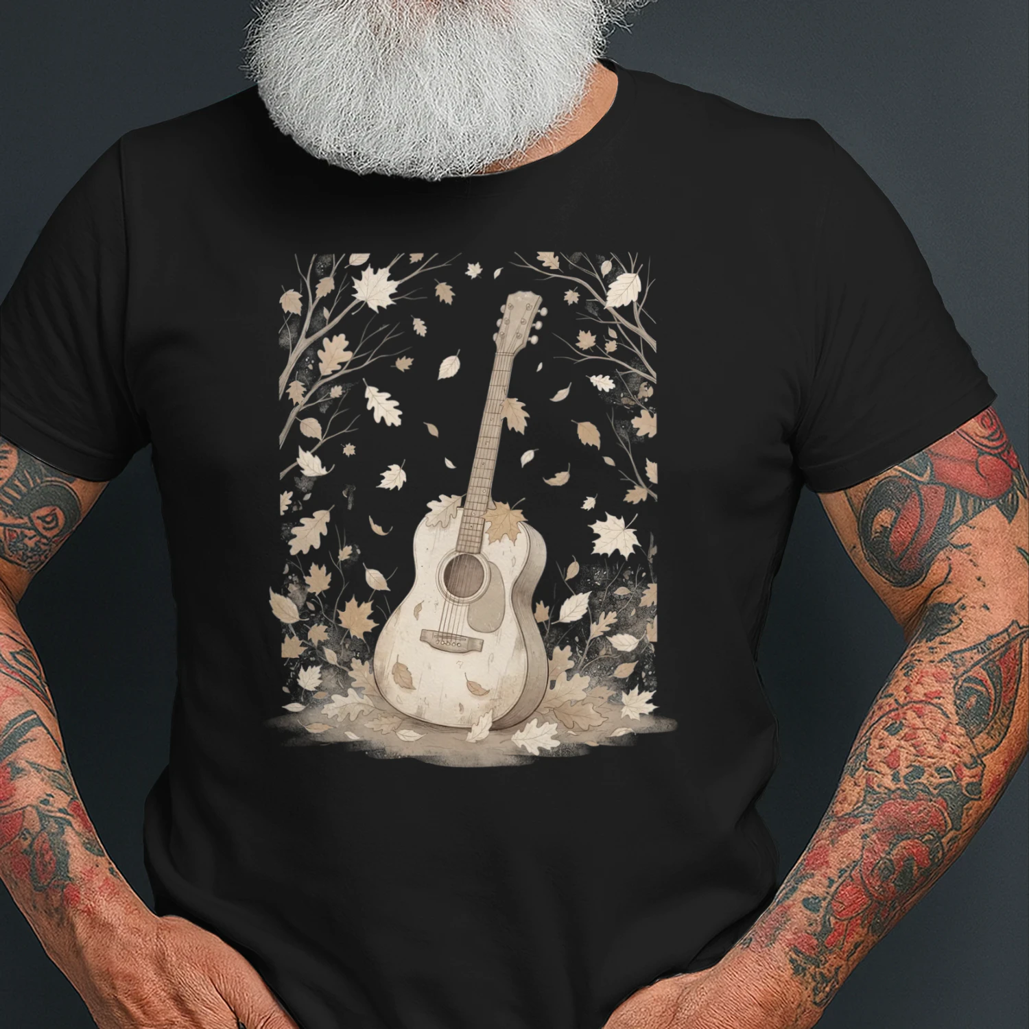 Halloween Guitar acoustic autumn leaves