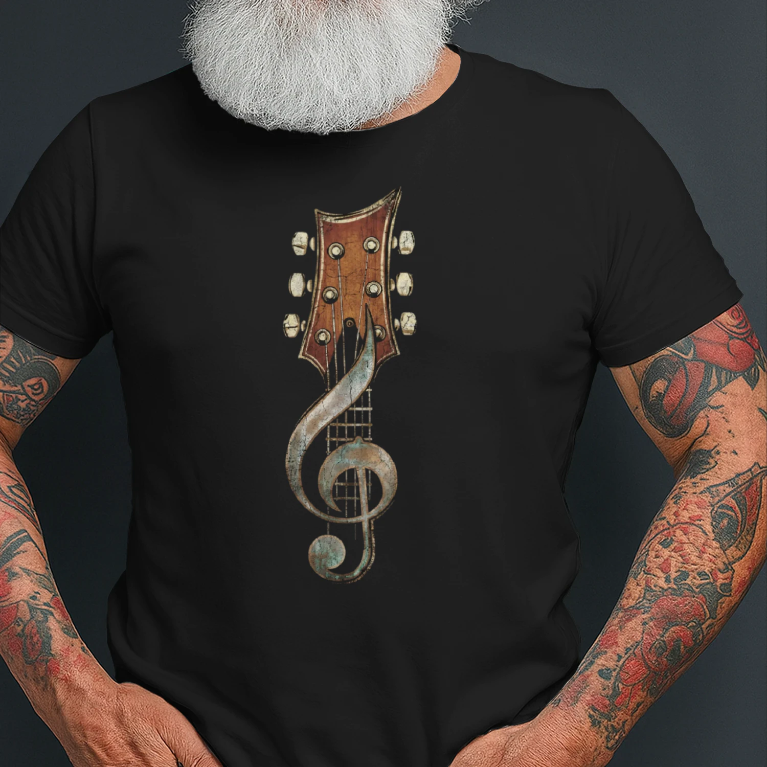 Guitar Headstock Treble Clef T‑Shirt