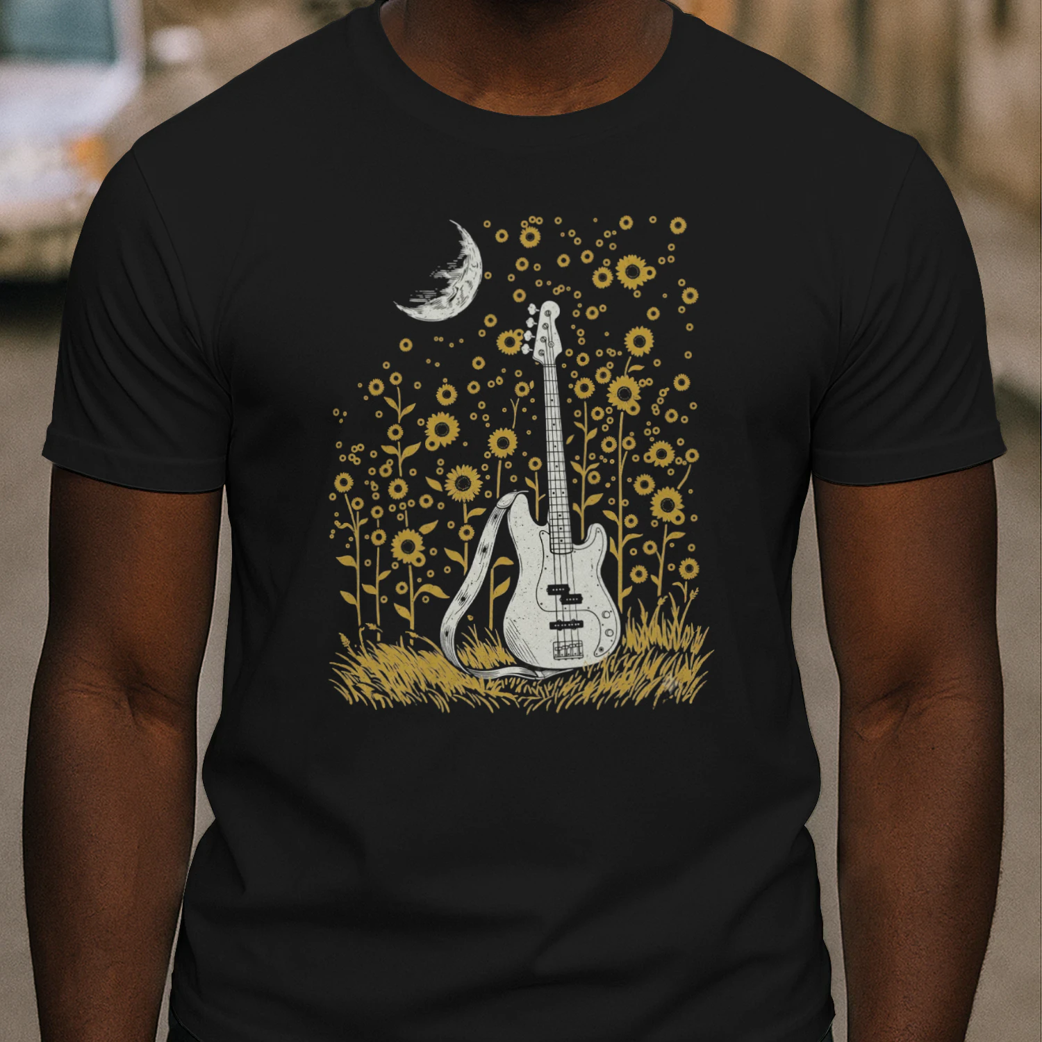 Romantic Moonlit Bass Player T-Shirt