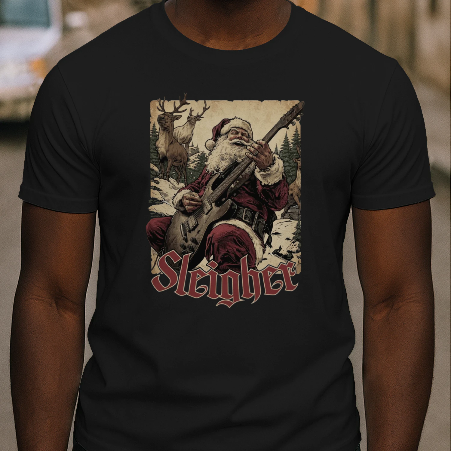 Christmas Guitar Sleigher Reindeer