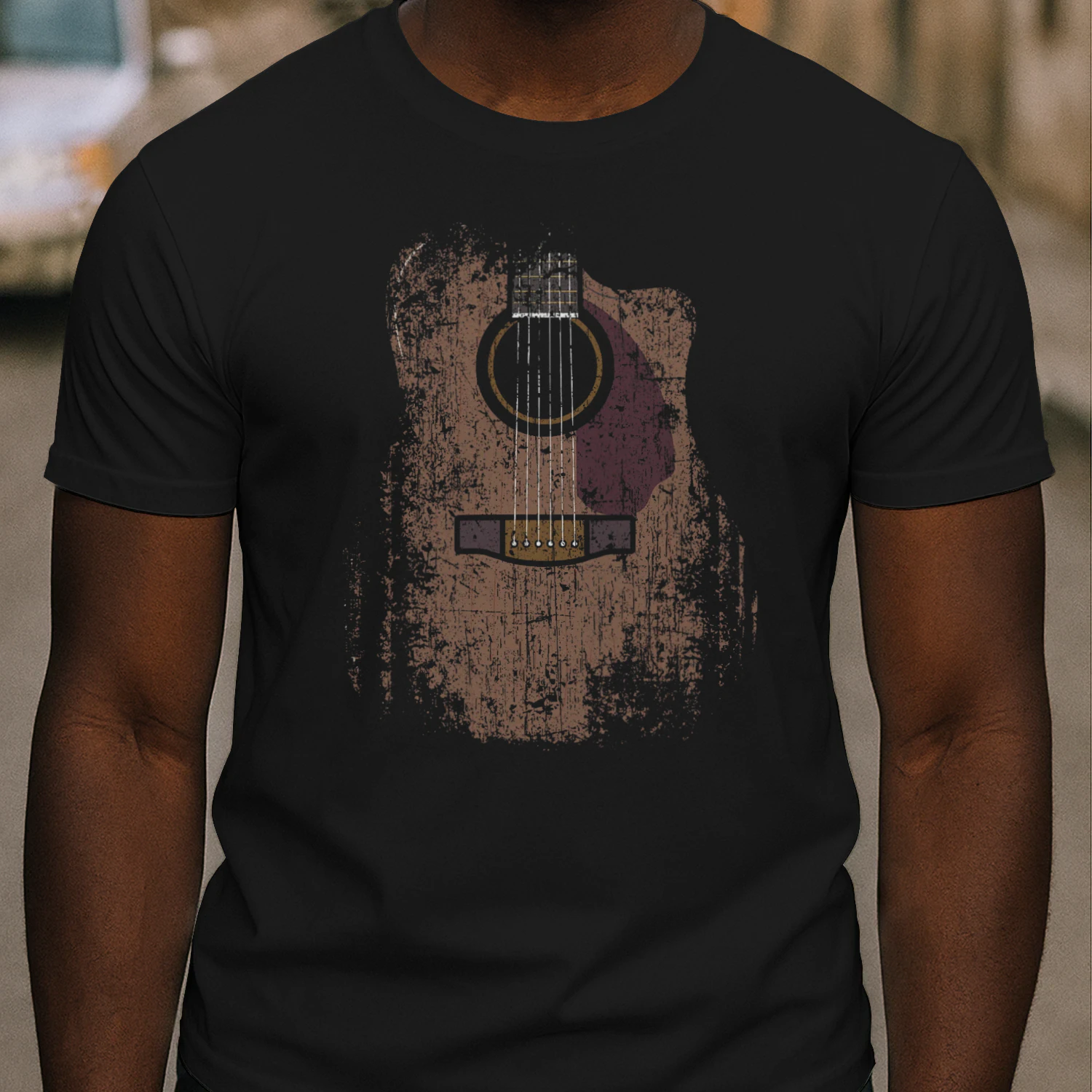 Guitar Vintage Distressed Acoustic Guitar Grunge T-Shirt