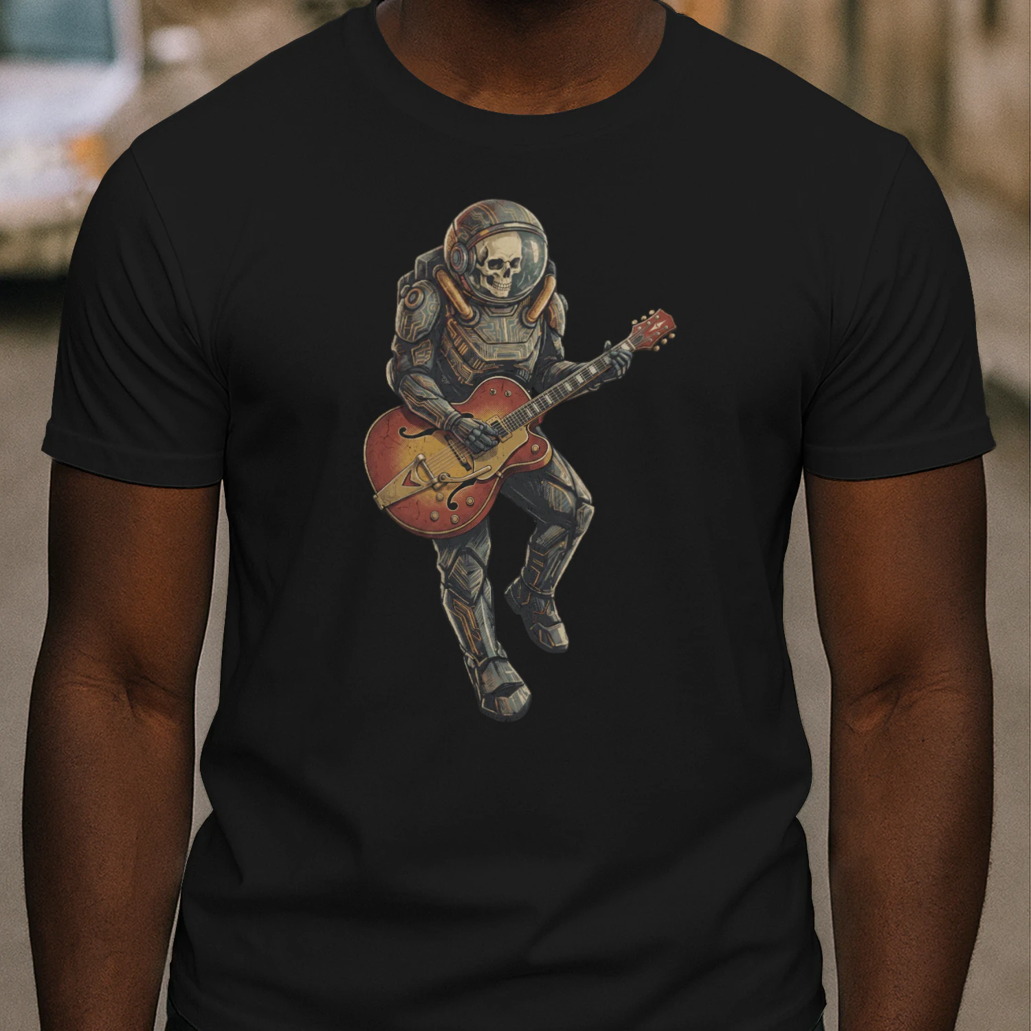 Astronaut Skull Hollowbody Guitar Art