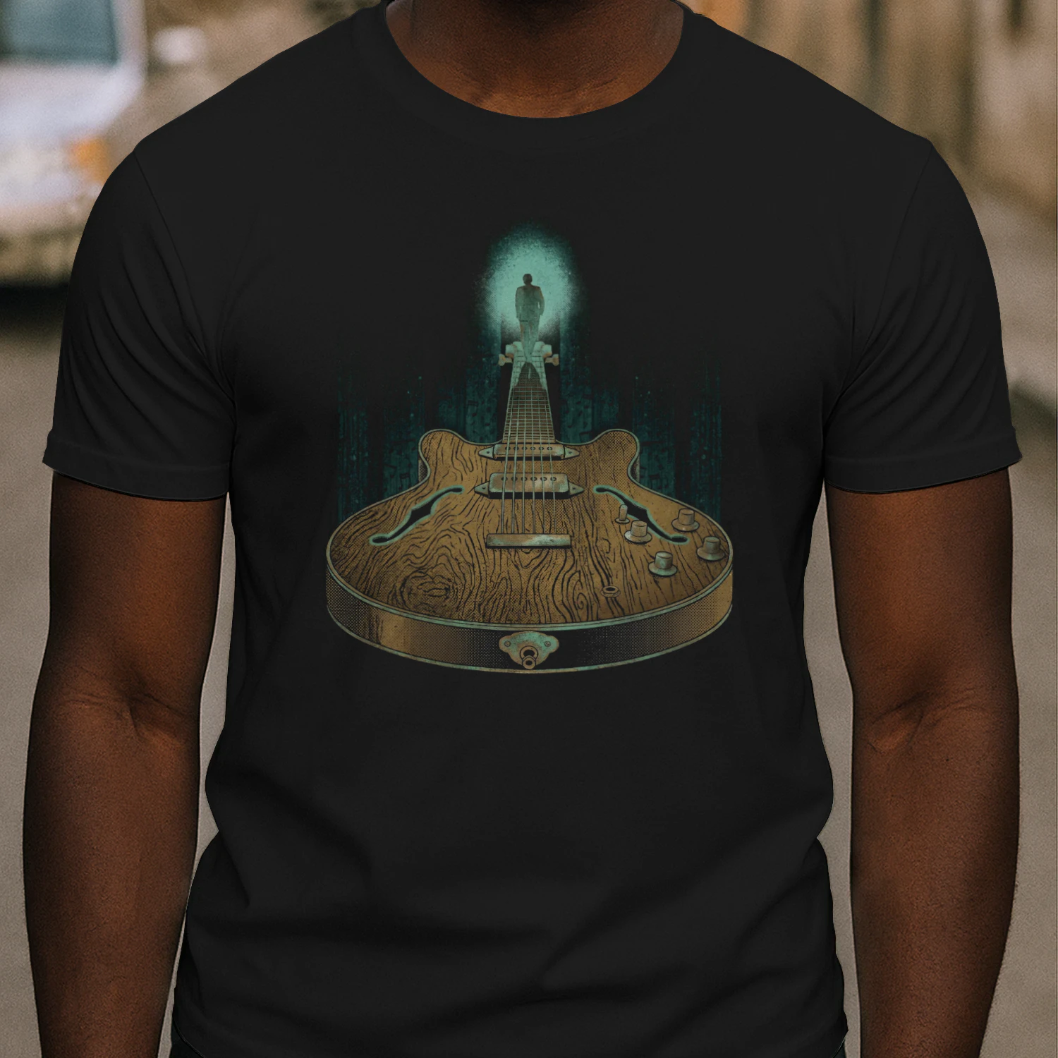 Guitar Vintage Surreal Guitar Graphic Tee - Retro Music Lover T-Shirt