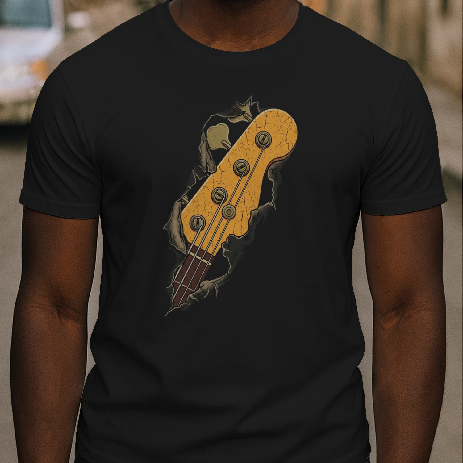 Vintage Cracked Bass Guitar Headstock Tee