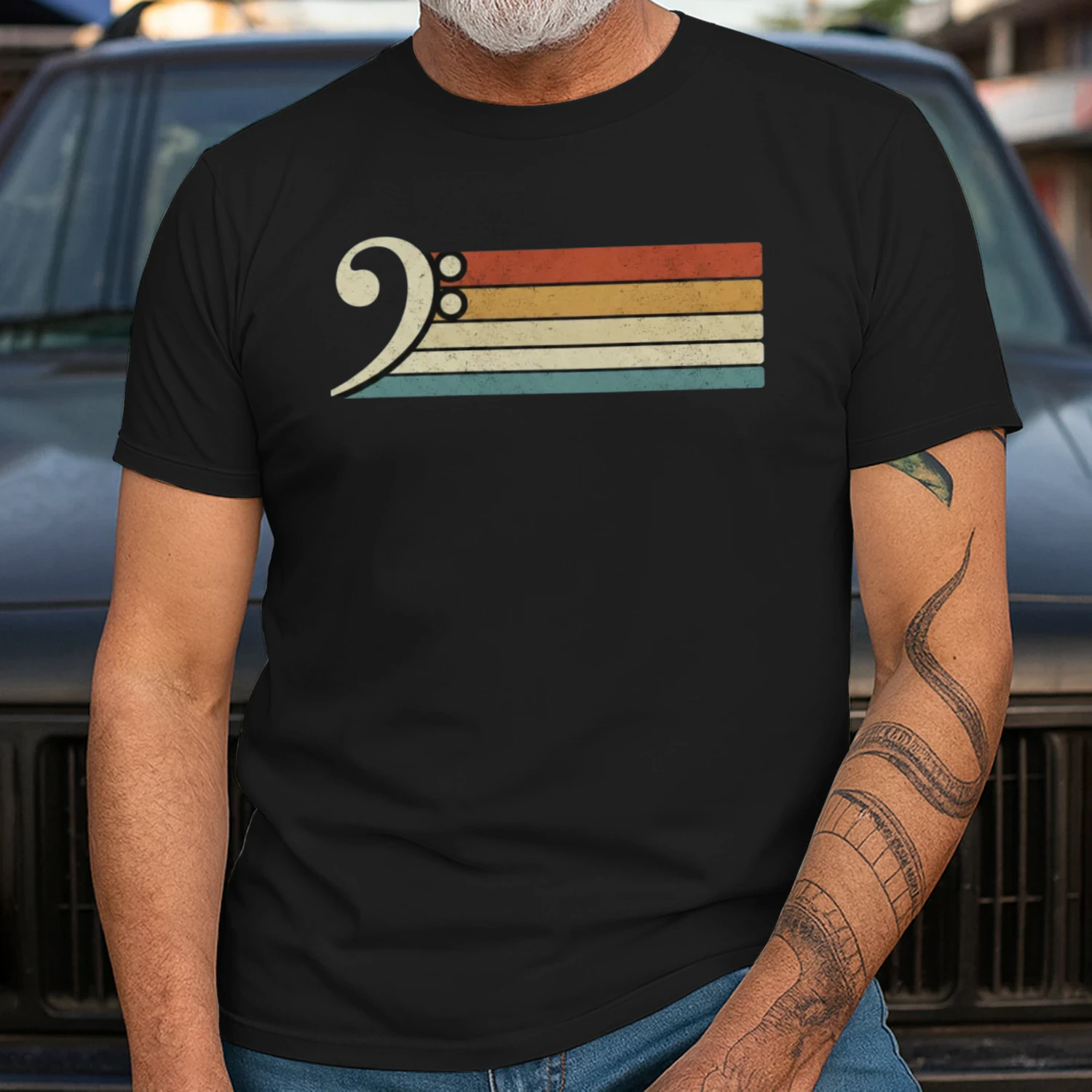 Classic Bass Guitar Player Stripe T-Shirt