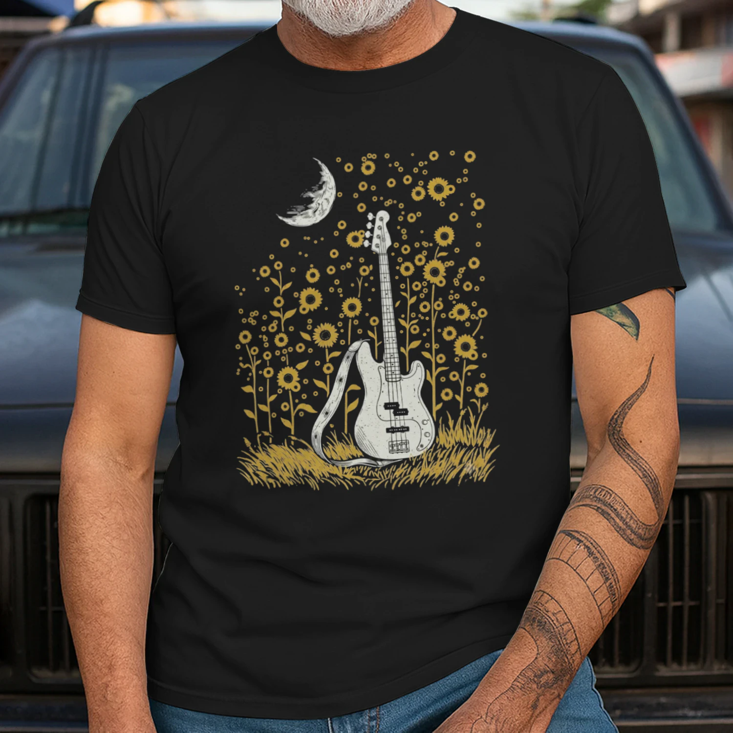 Romantic Moonlit Bass Player T-Shirt