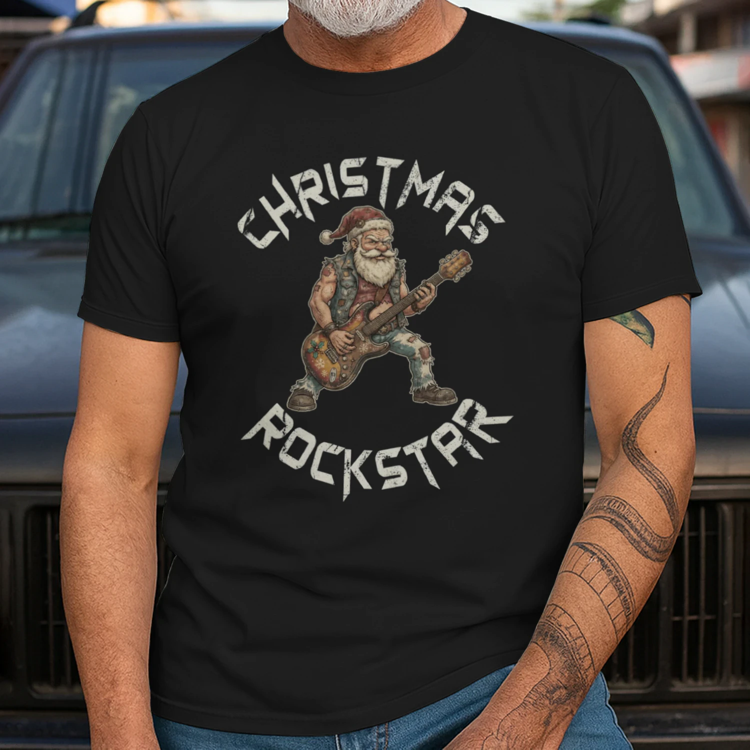 Christmas Guitar Rockstar Santa