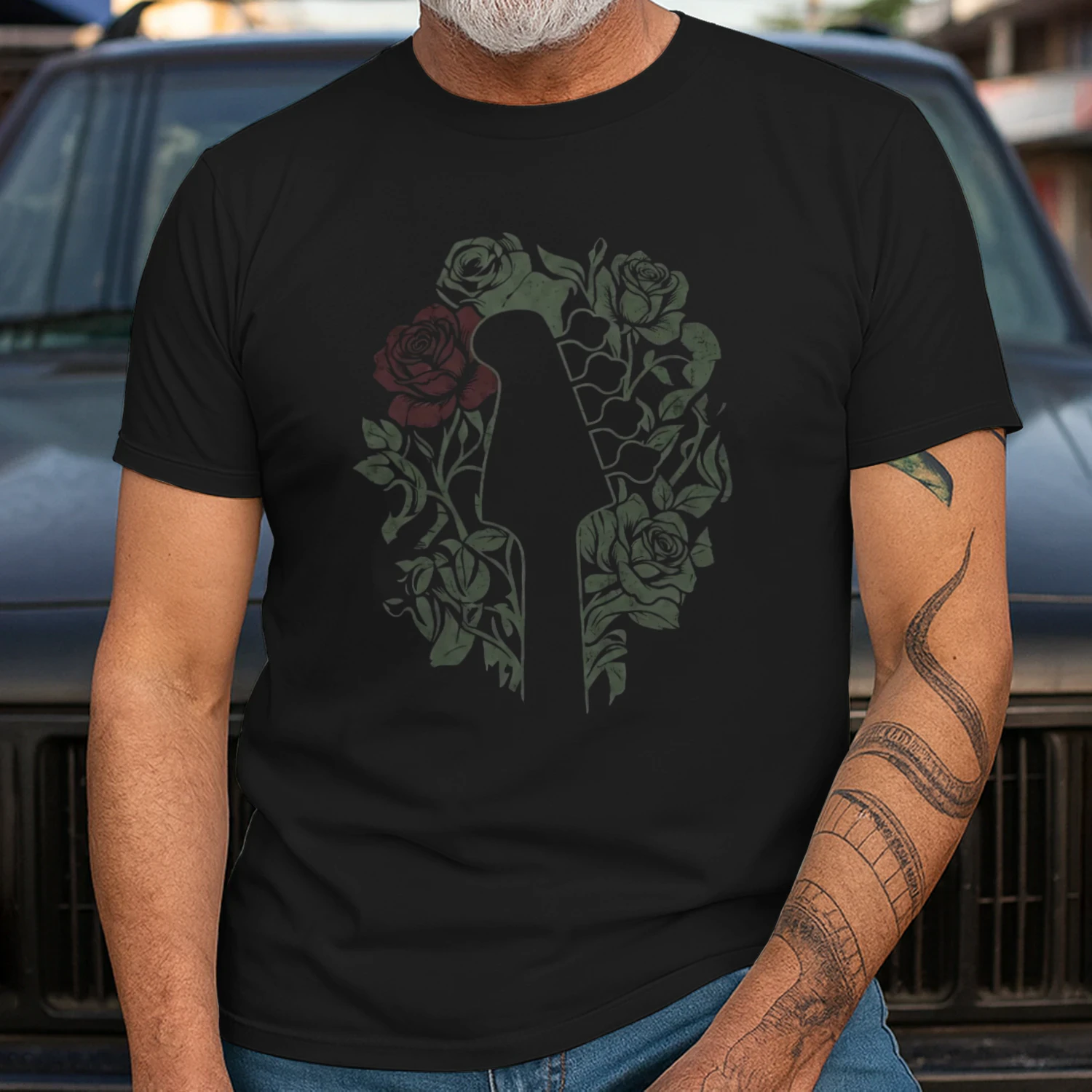 Rose Bass Player Art T-Shirt