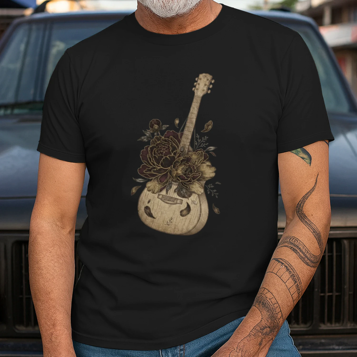 Dark Floral Guitar Melody Design