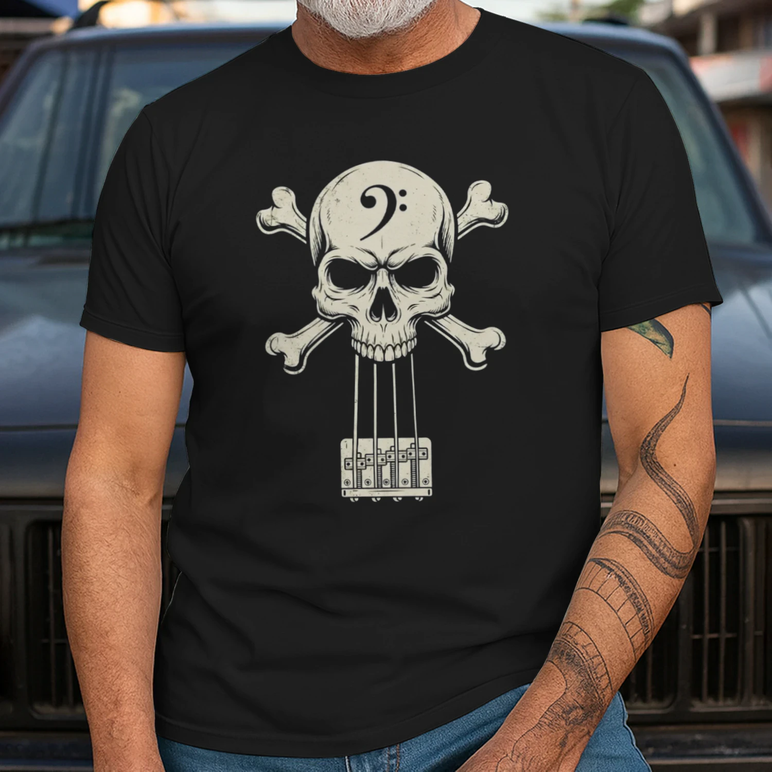 Skull Bass Clef Graphic Tee