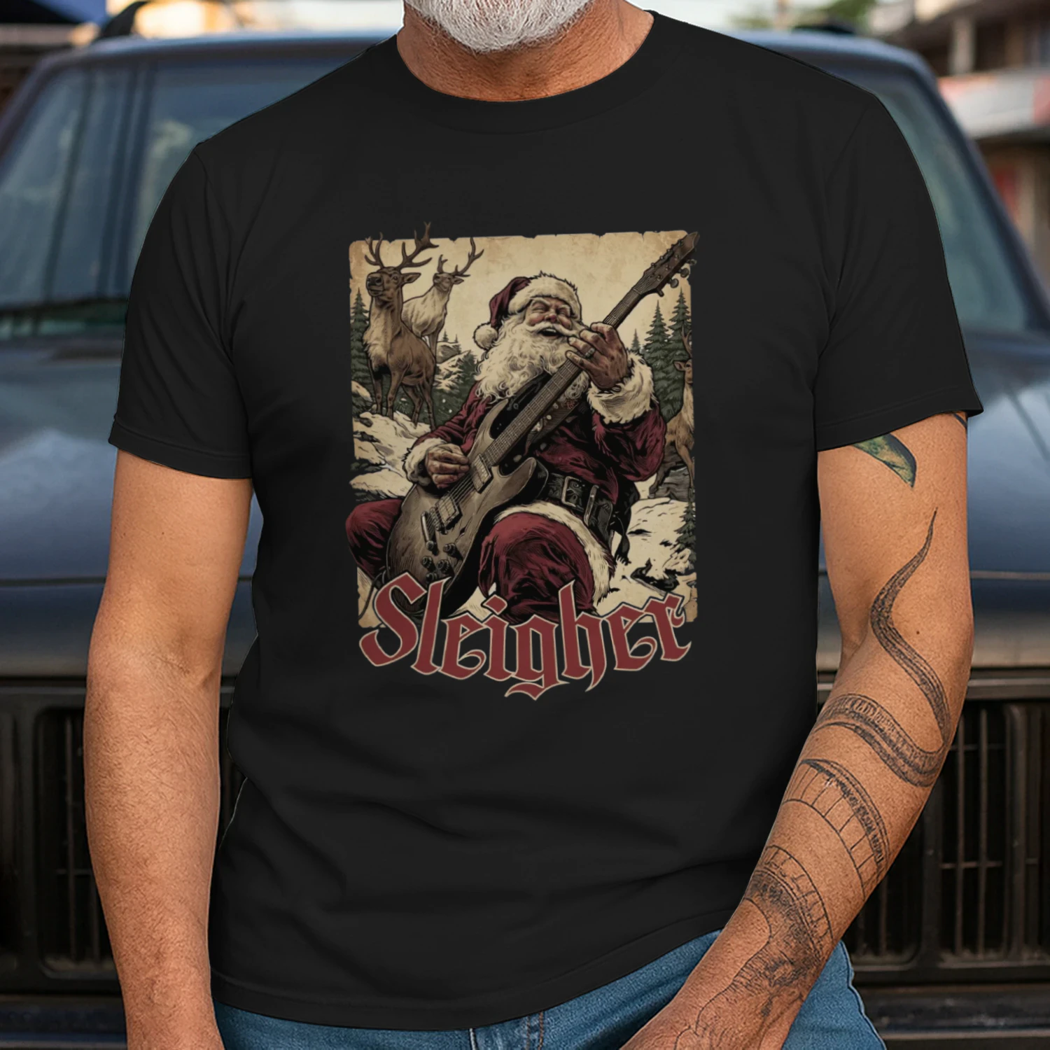 Christmas Guitar Sleigher Reindeer