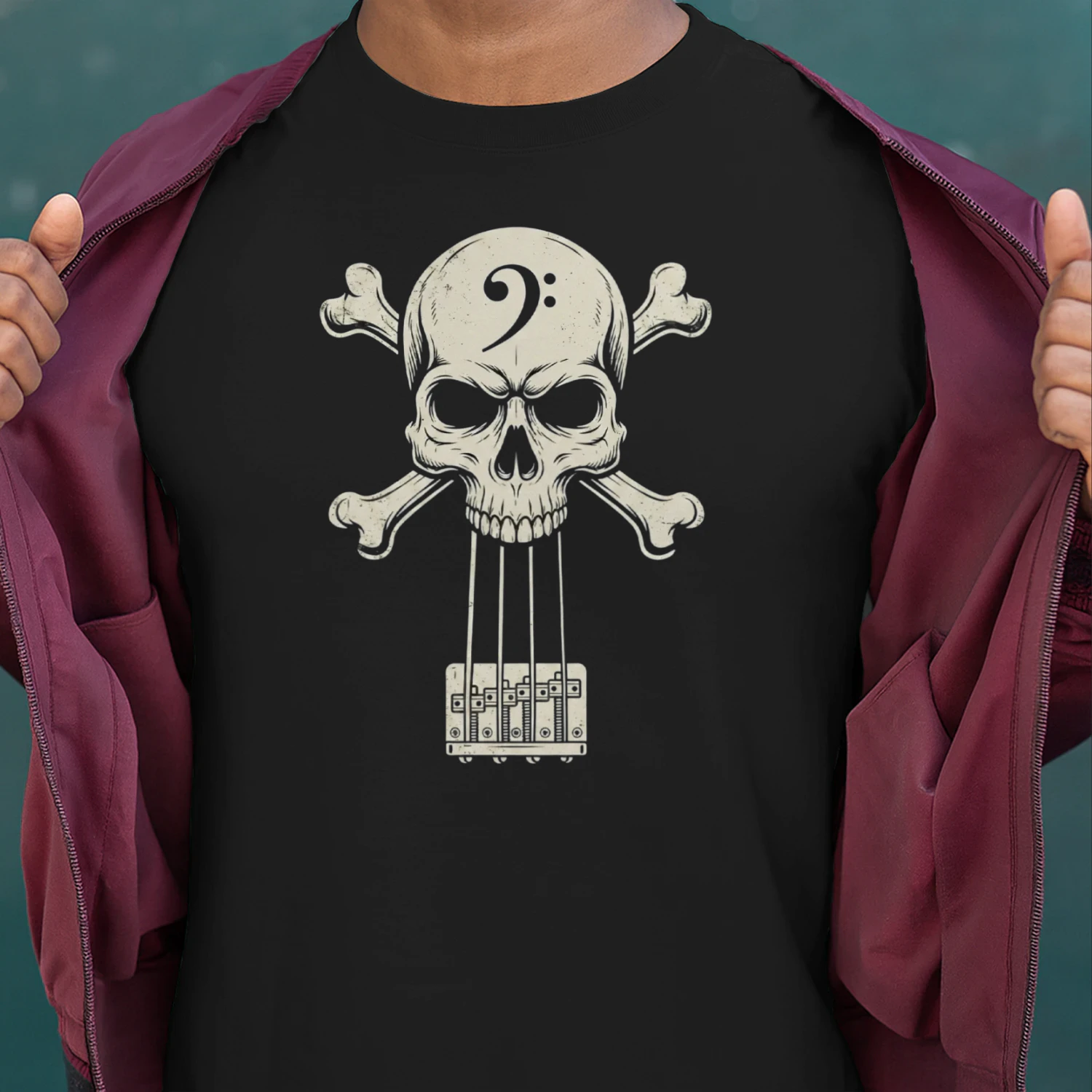 Skull Bass Clef Graphic Tee