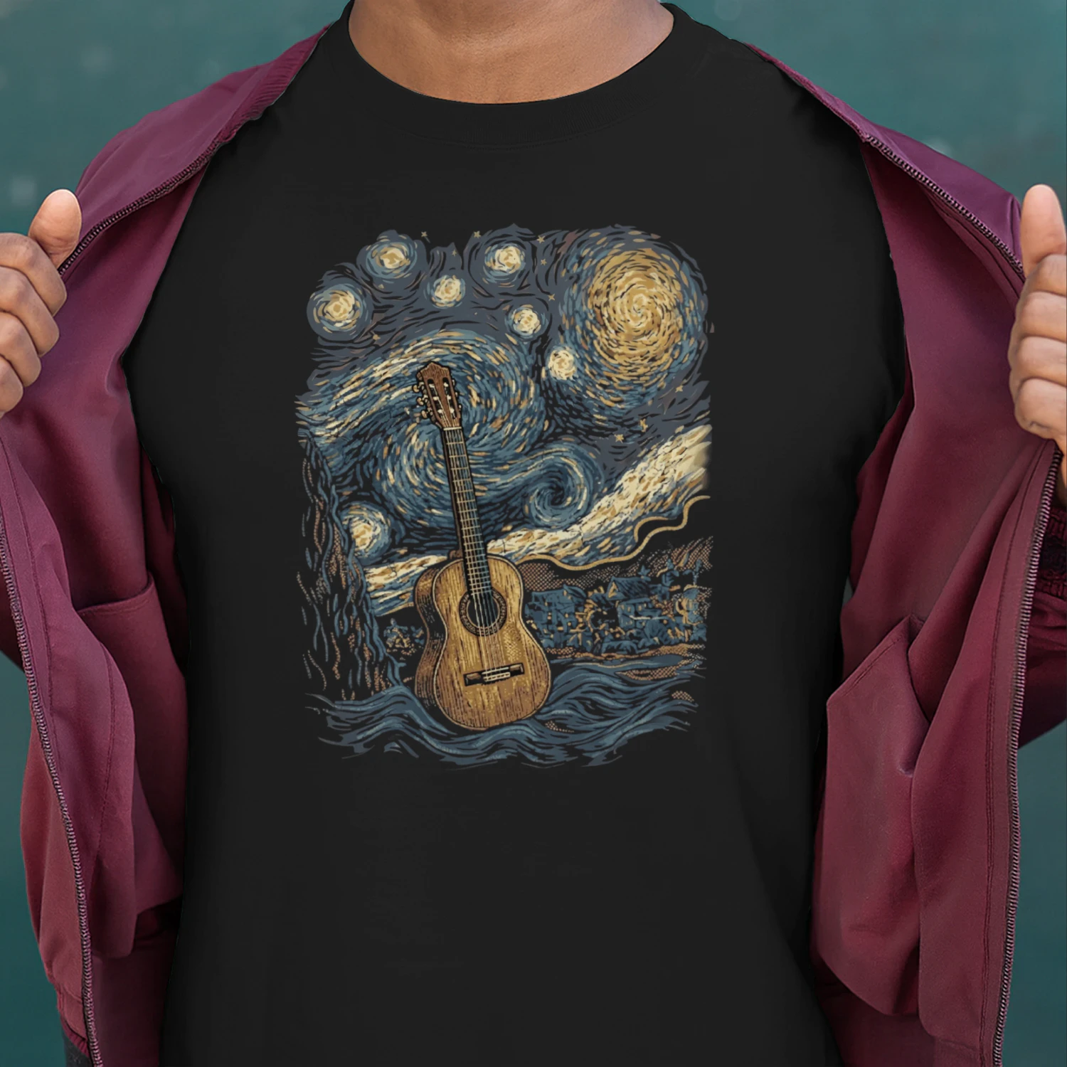 Acoustic Guitar Starry Night Van Gogh