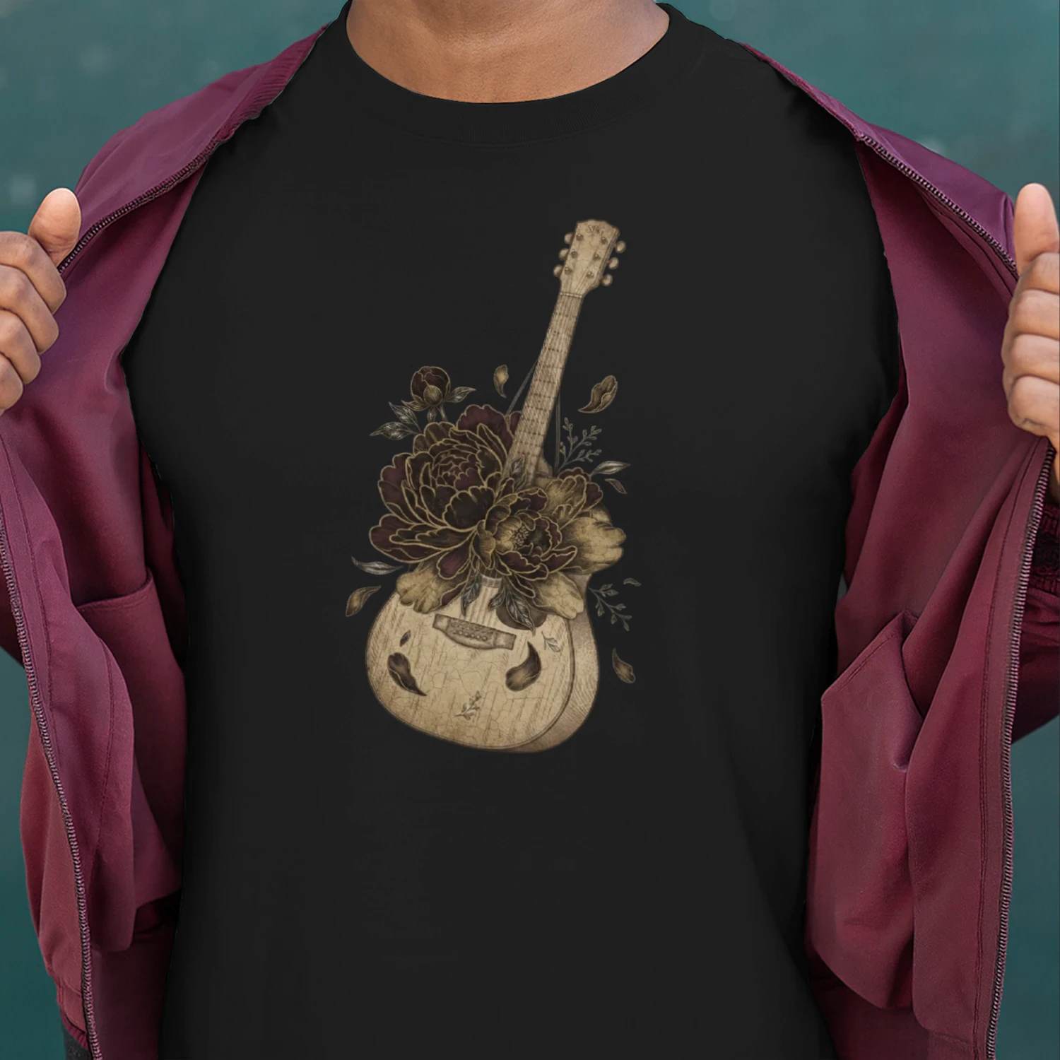 Dark Floral Guitar Melody Design