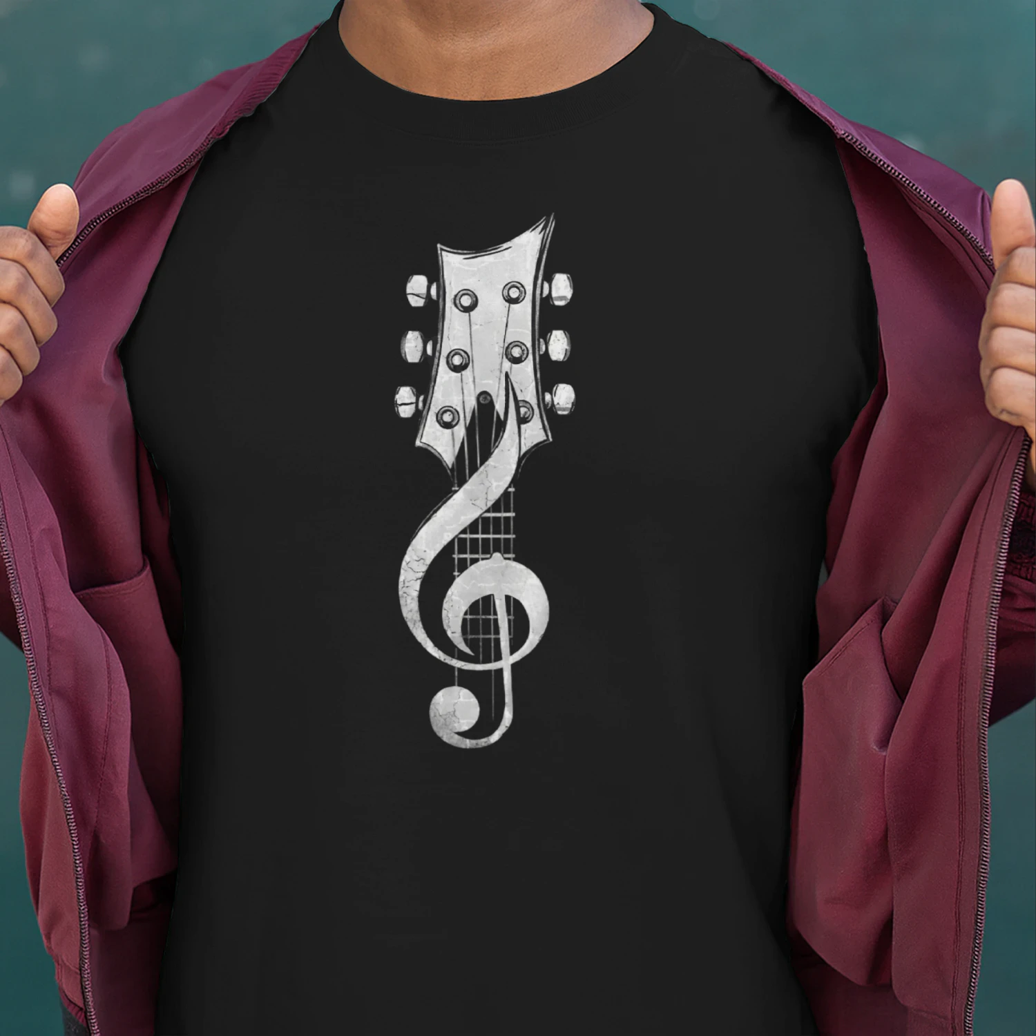Guitar Guitar Headstock Treble Clef T-Shirt