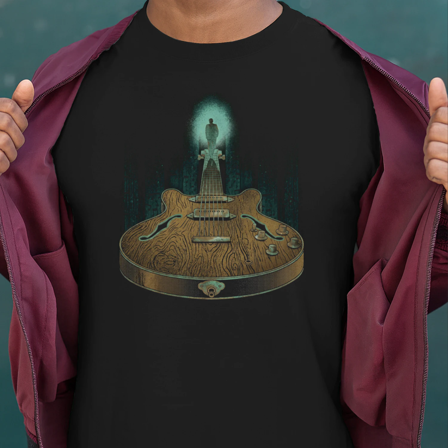 Guitar Vintage Surreal Guitar Graphic Tee - Retro Music Lover T-Shirt