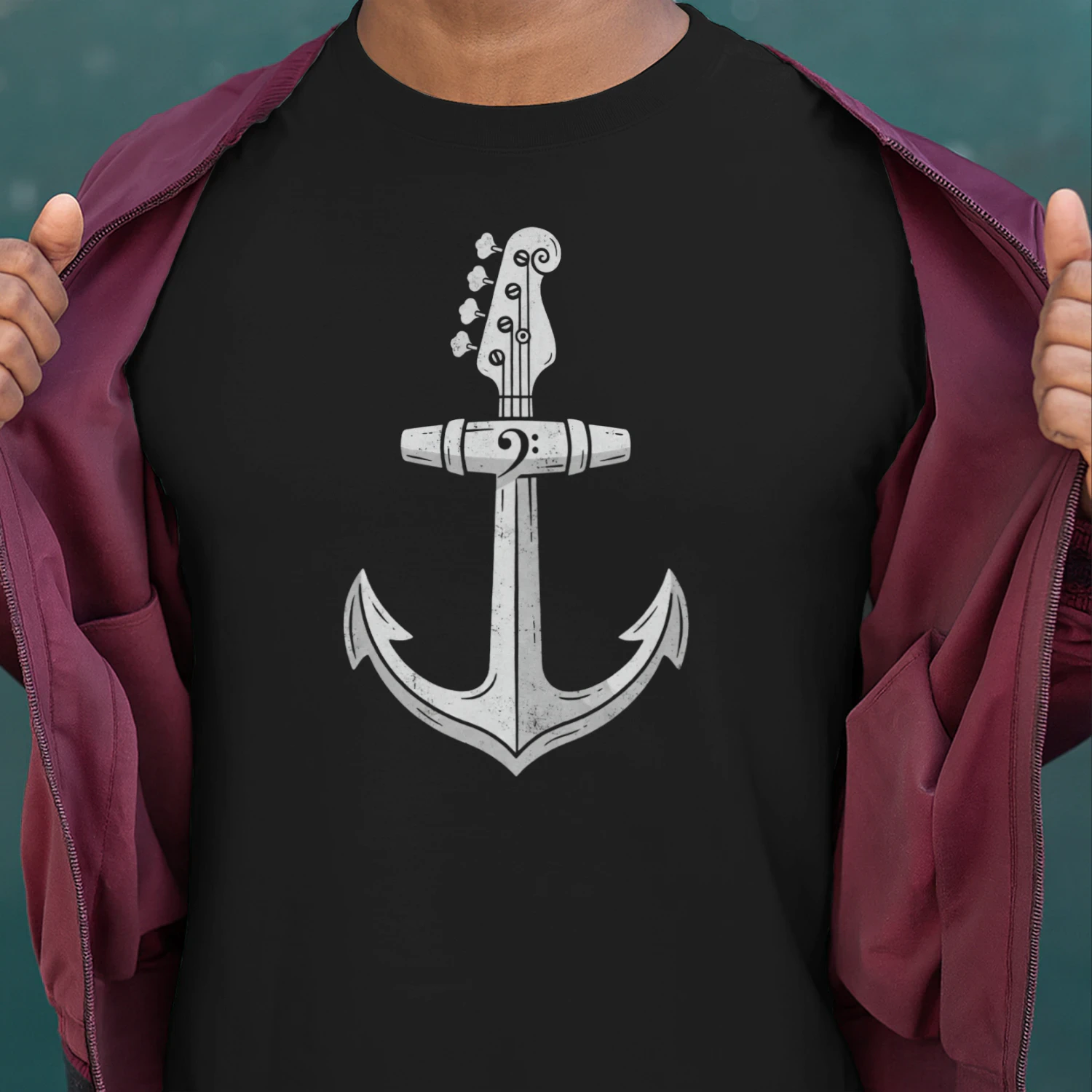 Nautical Anchor Bass Guitar Tee