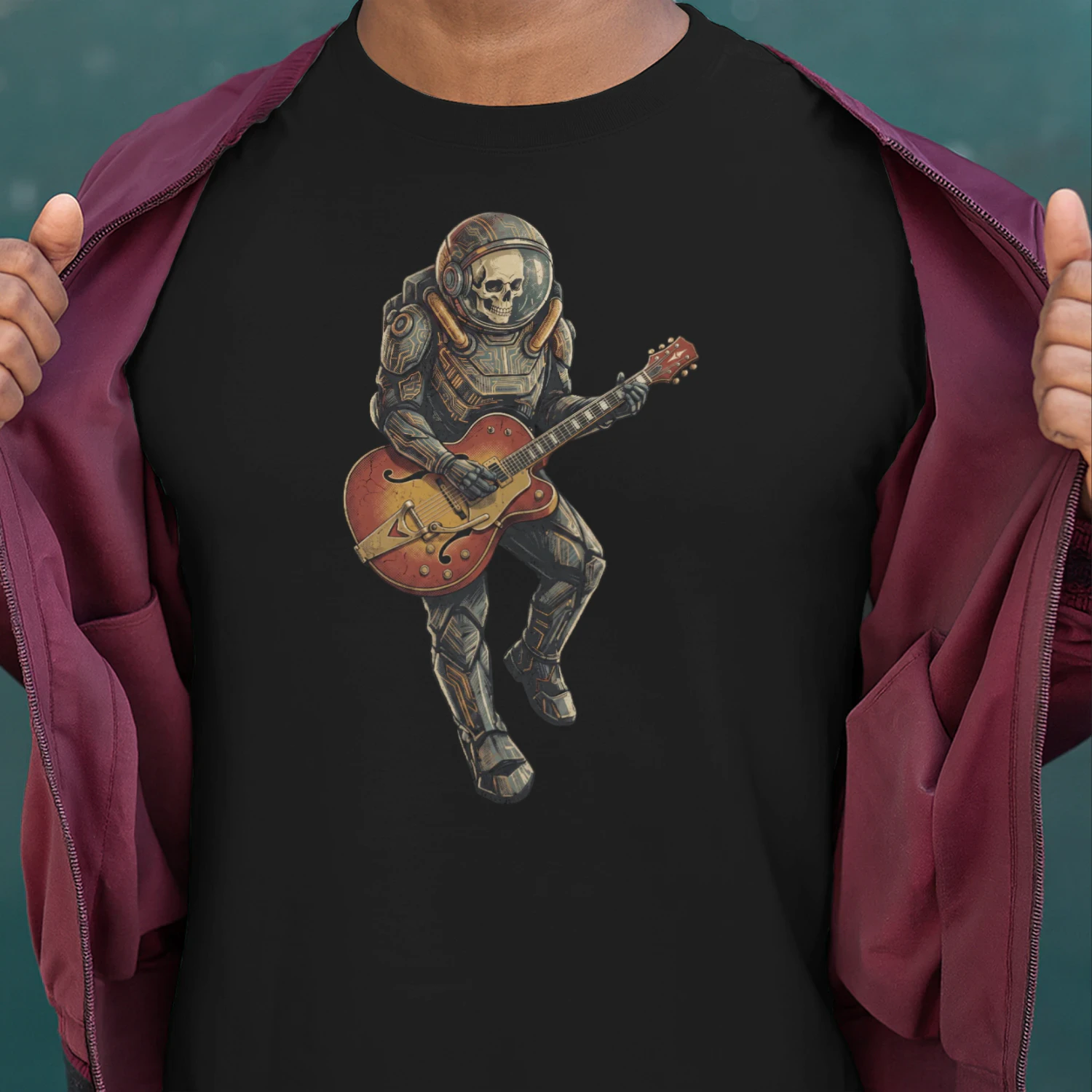 Astronaut Skull Hollowbody Guitar Art