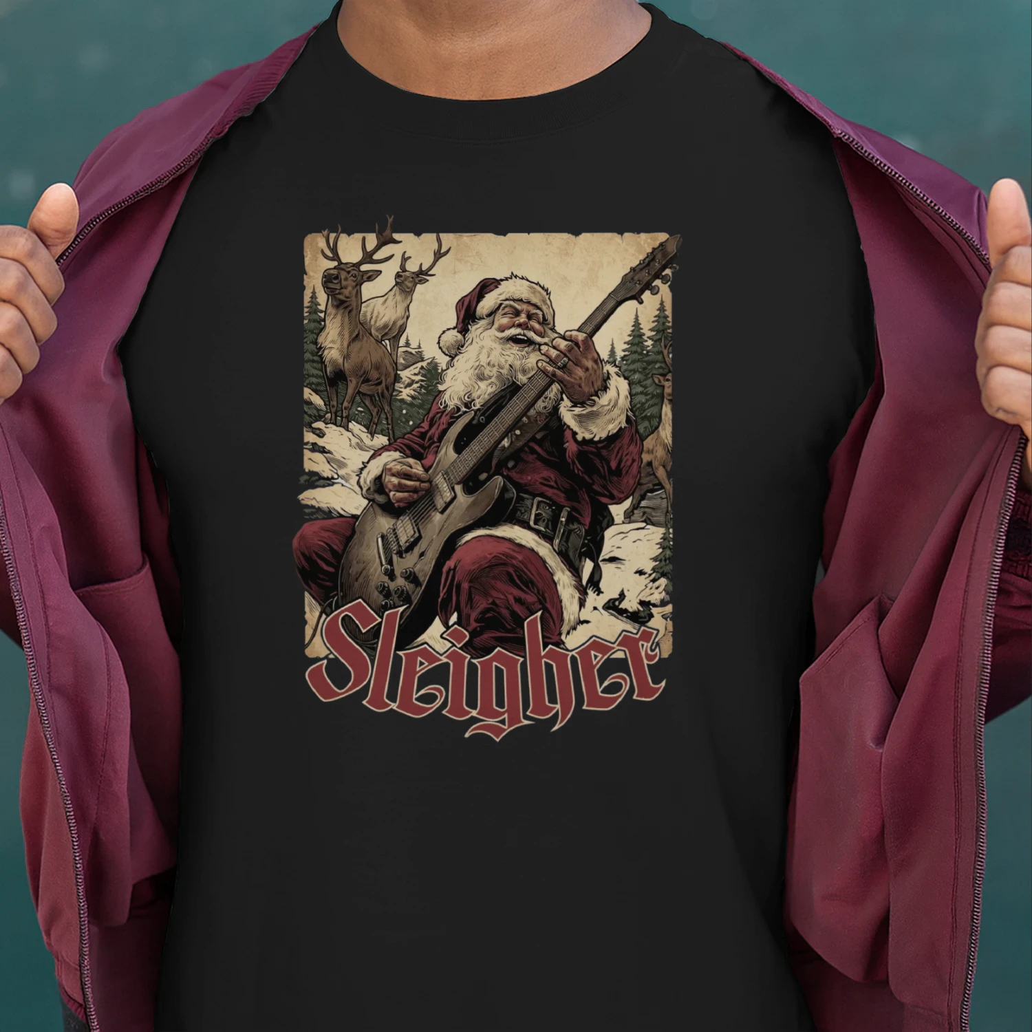 Christmas Guitar Sleigher Reindeer