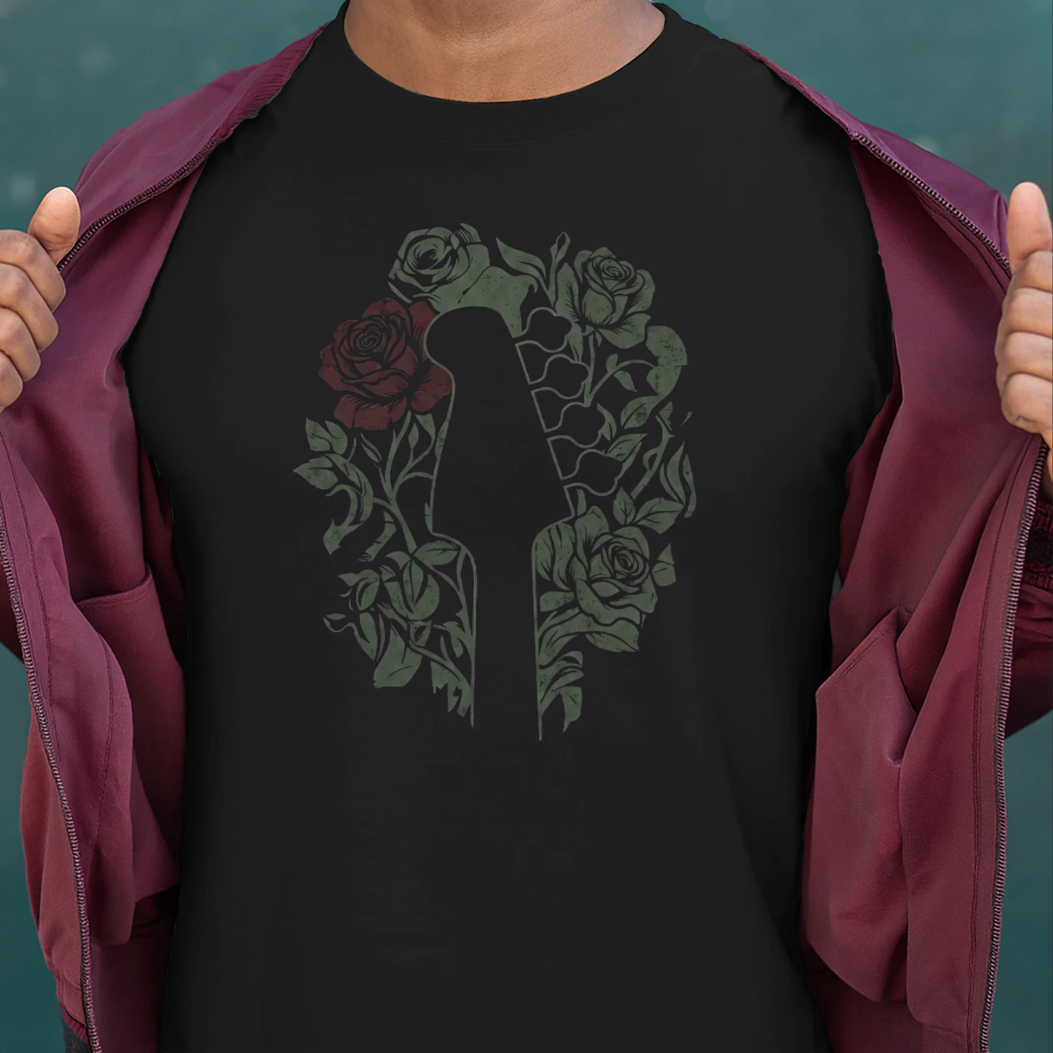 Rose Bass Player Art T-Shirt