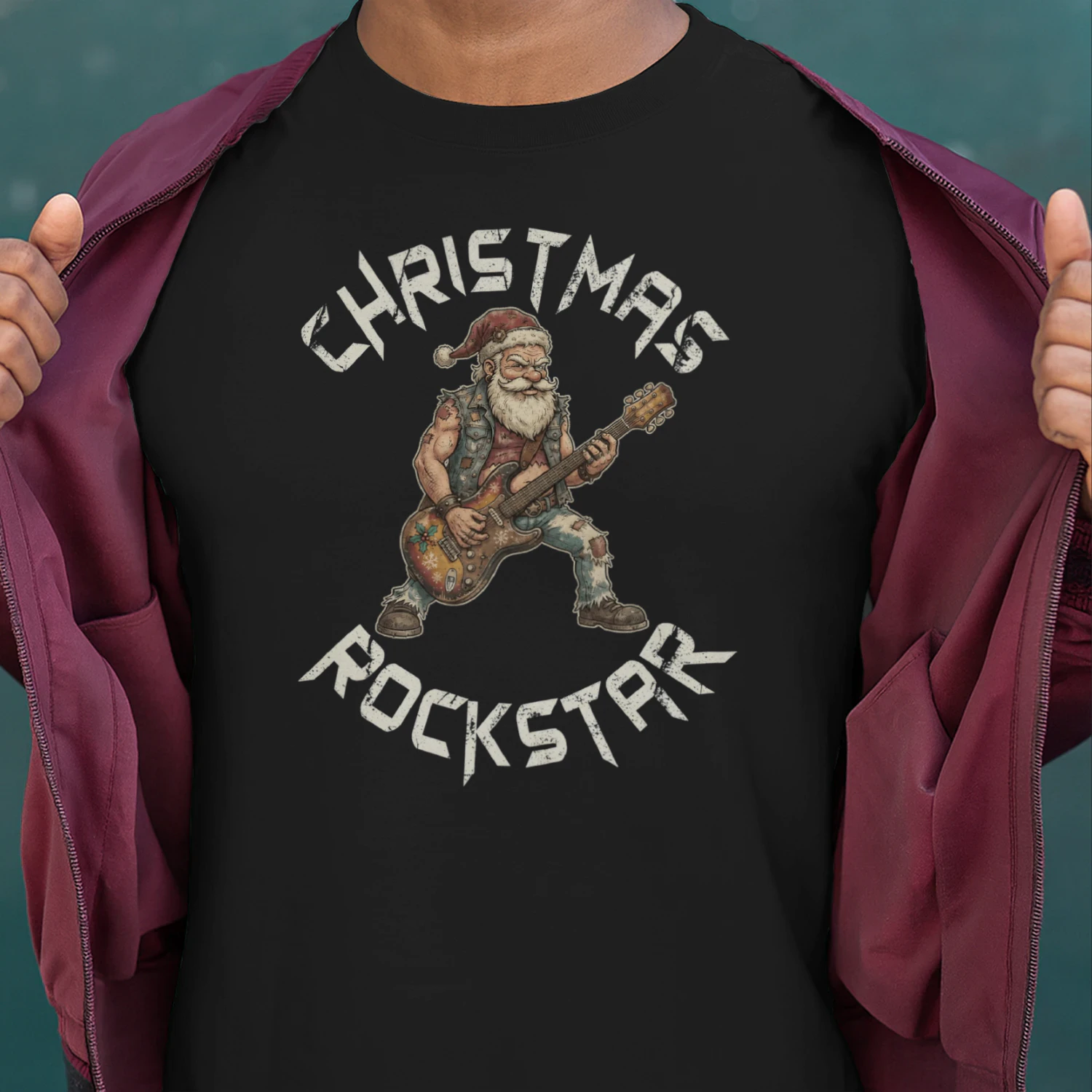 Christmas Guitar Rockstar Santa