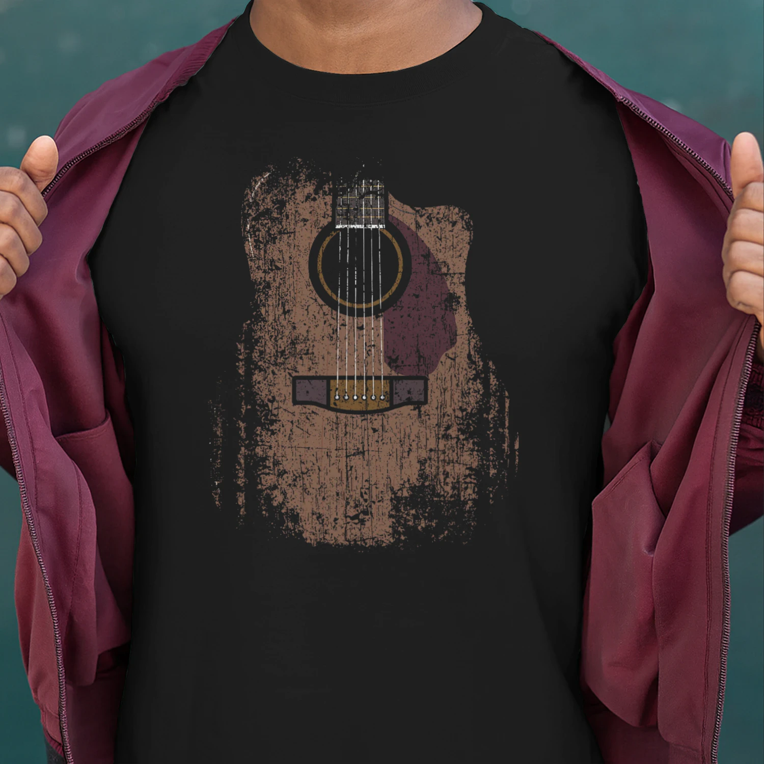 Guitar Vintage Distressed Acoustic Guitar Grunge T-Shirt