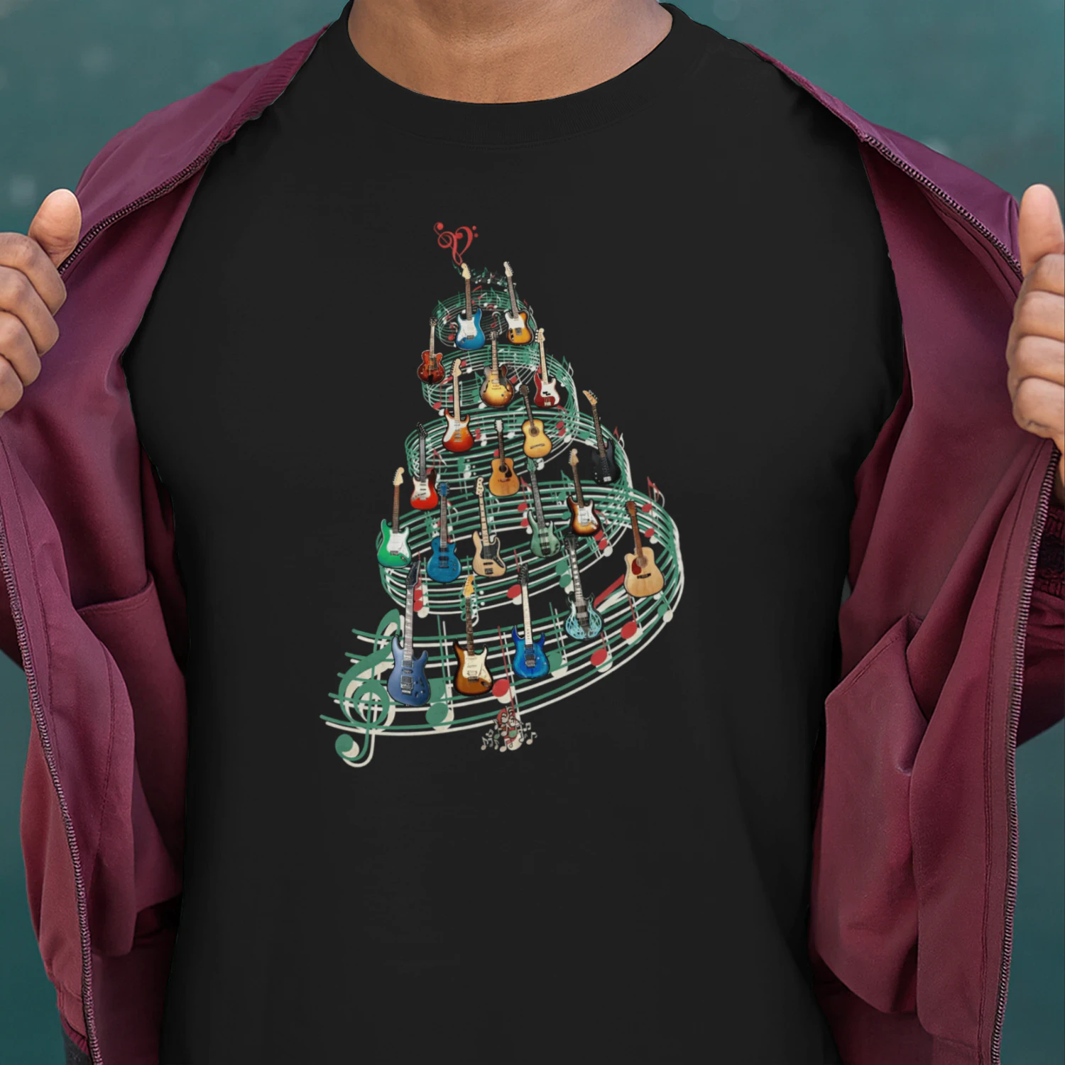 Christmas Guitar Notes Tree