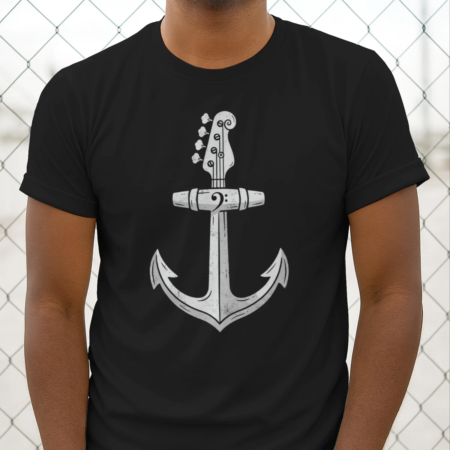 Nautical Anchor Bass Guitar Tee