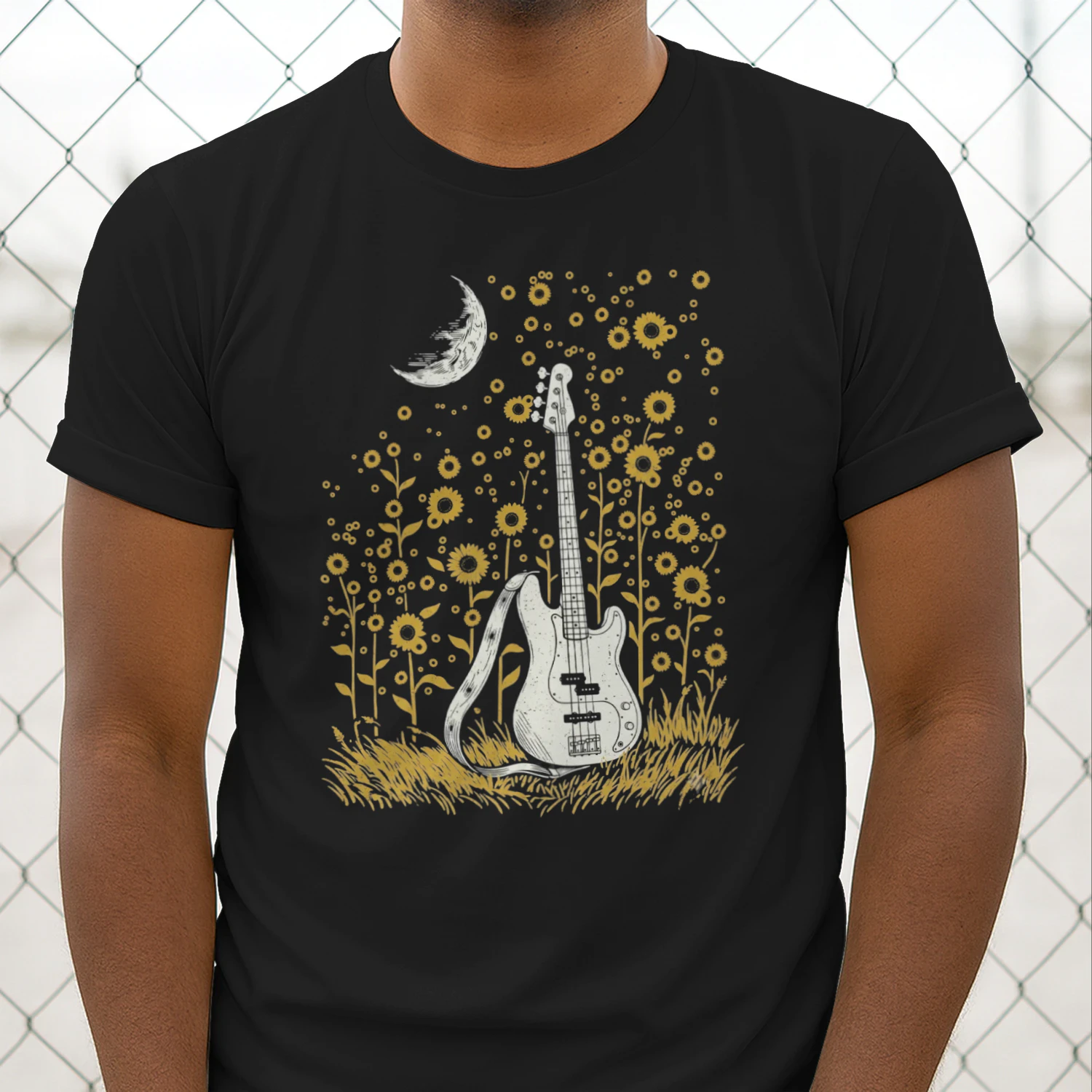 Romantic Moonlit Bass Player T-Shirt
