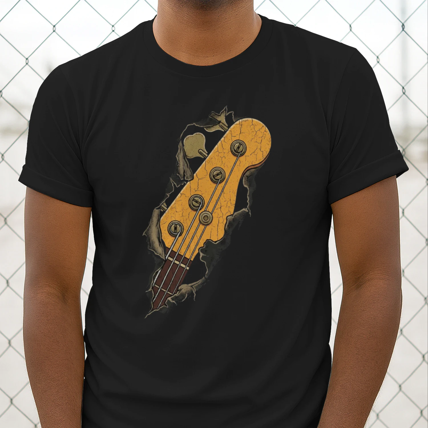 Vintage Cracked Bass Guitar Headstock Tee