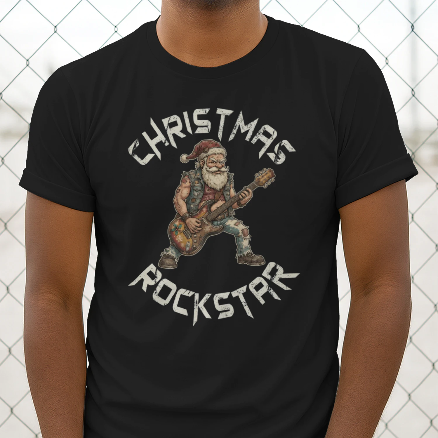 Christmas Guitar Rockstar Santa