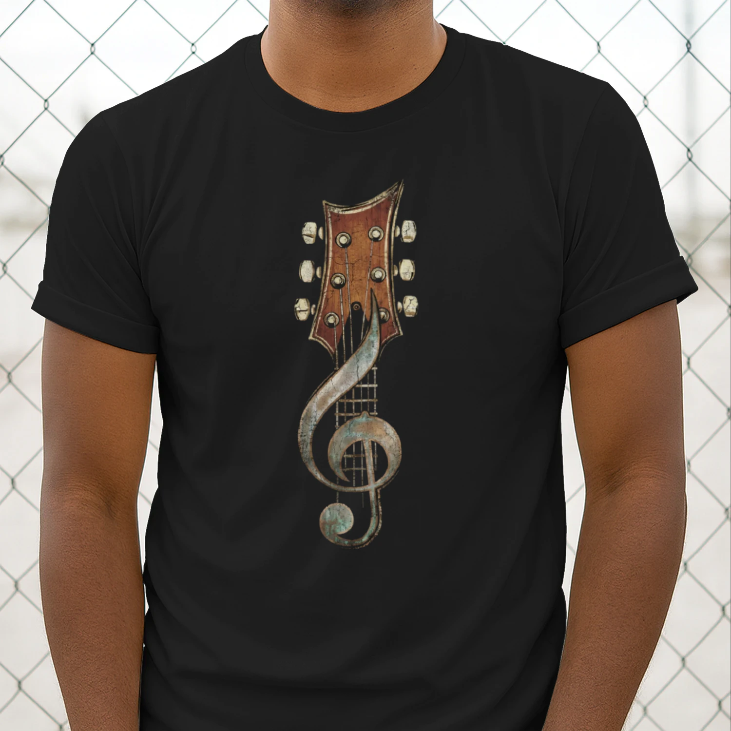 Guitar Headstock Treble Clef T‑Shirt
