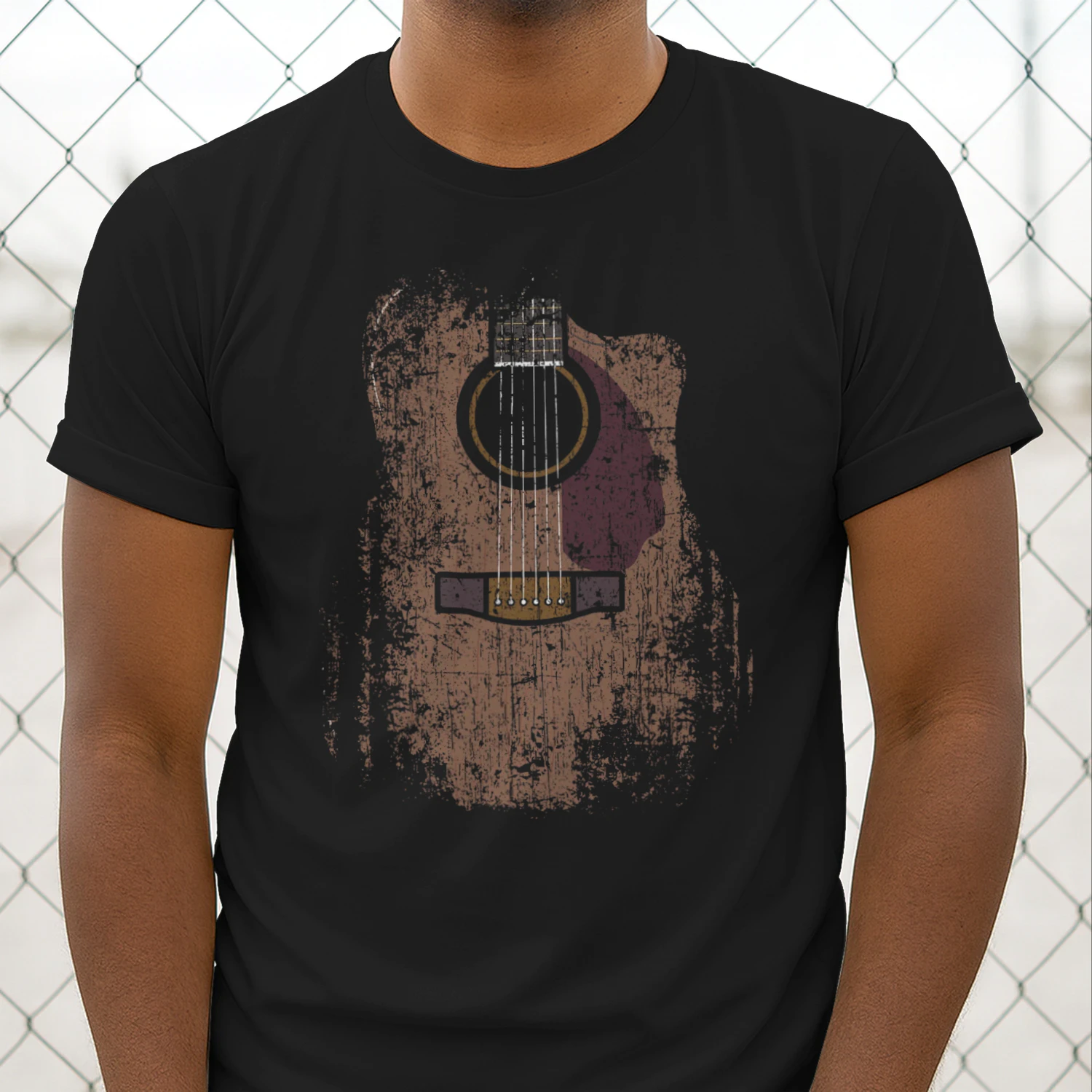 Guitar Vintage Distressed Acoustic Guitar Grunge T-Shirt
