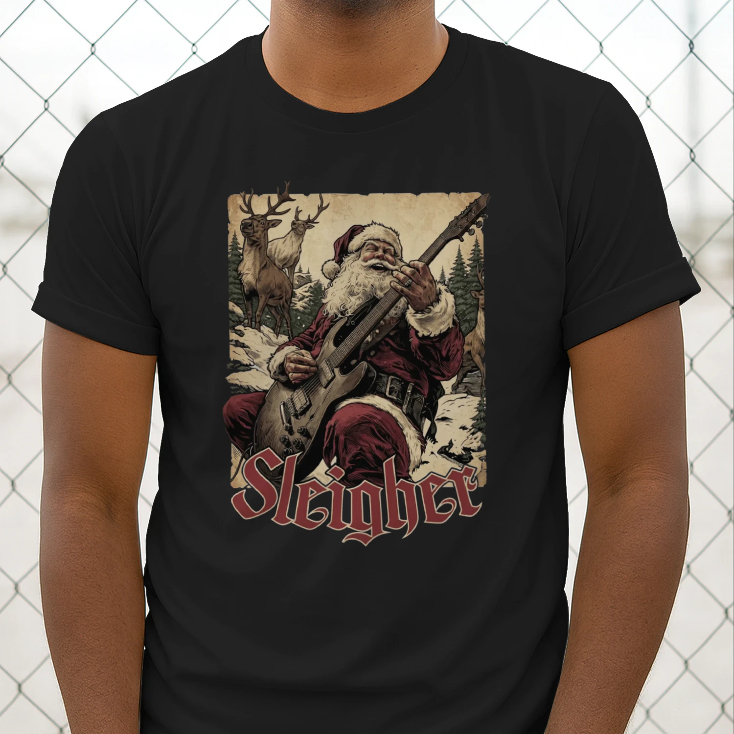 Christmas Guitar Sleigher Reindeer