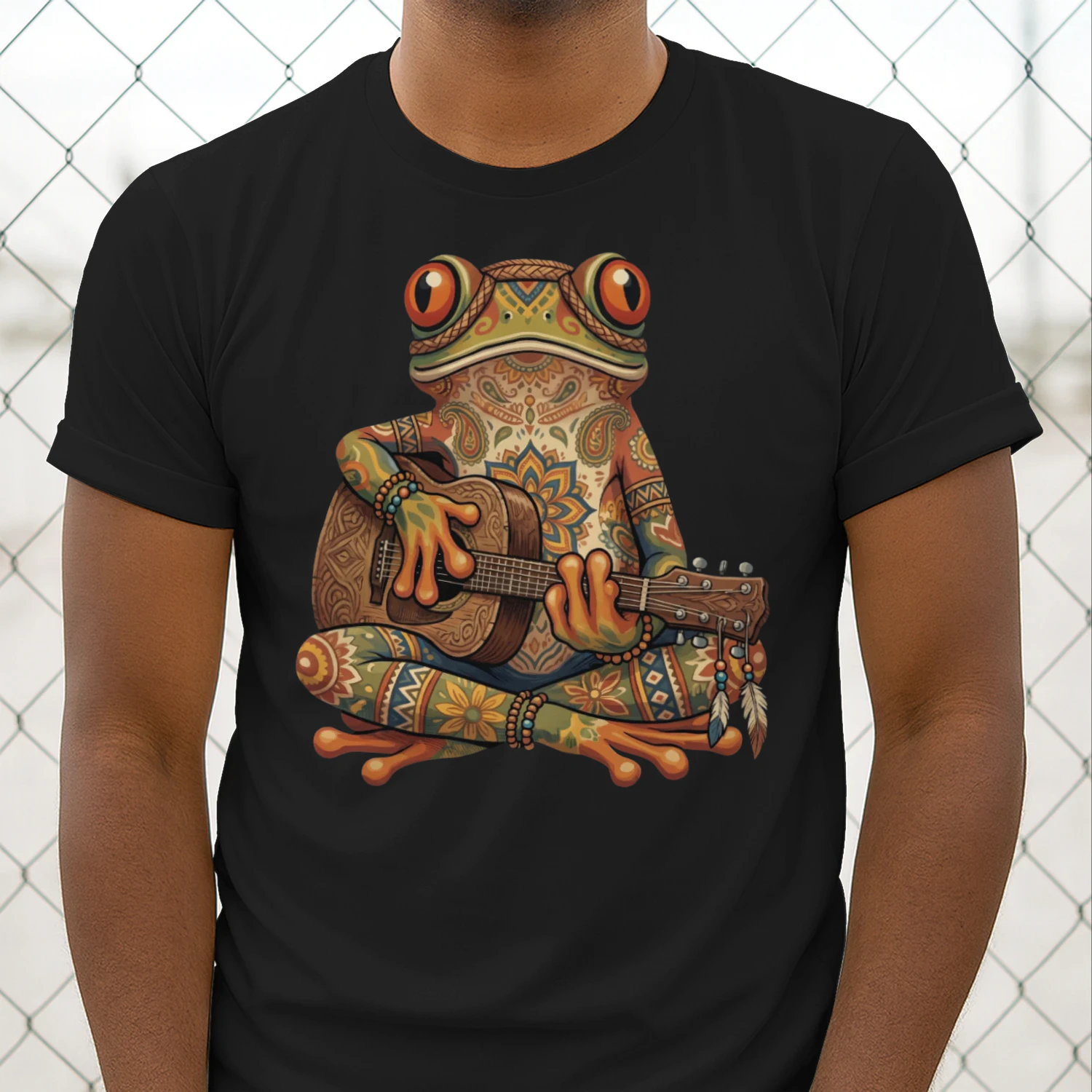 Boho Mandala Frog Guitarist