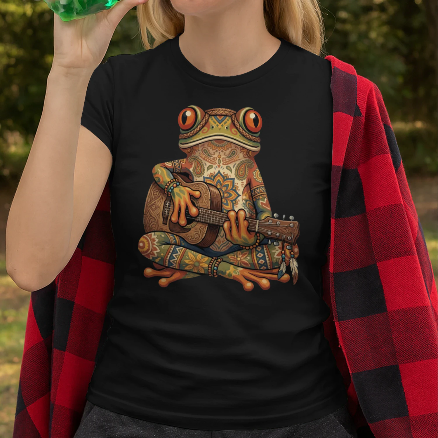 Boho Mandala Frog Guitarist